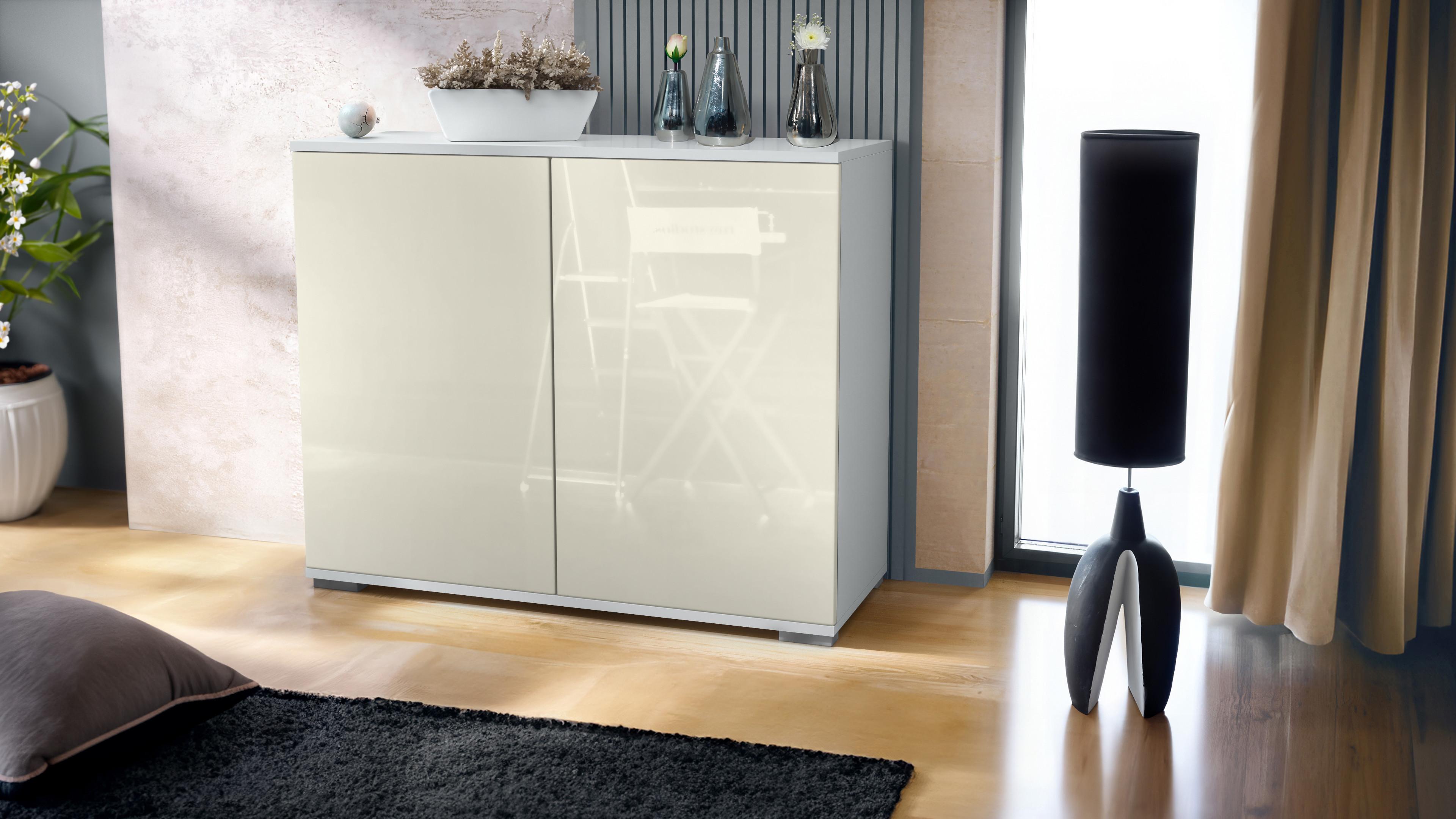 KOMMODE Skadu Creme Hochglanz Holzwerkstoff Vladon Möbel > Kommoden & Schubladenschränke > Kommoden Weiß
