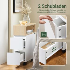 wohnli-moebel-suche-800000845495-1 NISCHENWAGEN Weiß-Natur Holzwerkstoff SoBuy Möbel > Kommoden & Schubladenschränke > Nachttische Weiß
