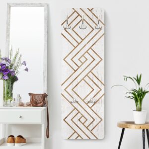 wohnli-moebel-suche-800000846845-1 WANDGARDEROBE - Zick Zack Muster auf Holz 34/105 cm Holzwerkstoff Bilderwelten Garderoben > Garderobenhaken Weiß