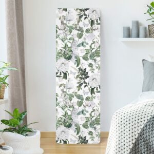 WANDGARDEROBE - Weiße Blüten und Schmetterlinge 34/105 cm Holzwerkstoff Bilderwelten Garderoben > Garderobenhaken Weiß