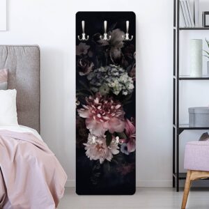 wohnli-moebel-suche-800000846871-1 WANDGARDEROBE - Blumen mit Nebel auf Schwarz 34/105 cm Holzwerkstoff Bilderwelten Garderoben > Garderobenhaken Schwarz