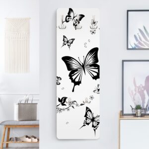 wohnli-moebel-suche-800000846873-1 WANDGARDEROBE - Blumen und Schmetterlinge 34/105 cm Holzwerkstoff Bilderwelten Garderoben > Garderobenhaken Schwarz