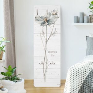WANDGARDEROBE - Aquarell Cosmea auf Holz 34/105 cm Holzwerkstoff Bilderwelten Garderoben > Garderobenhaken Beige