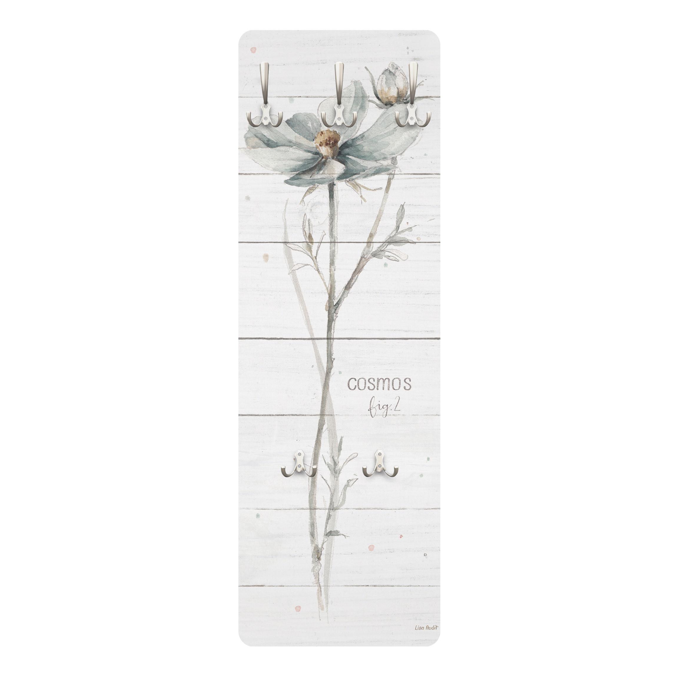Wohnli Möbelsuche - WANDGARDEROBE - Aquarell Cosmea auf Holz 34/105 cm