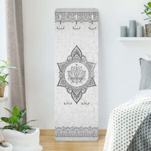 wohnli-moebel-suche-800000846879-1 WANDGARDEROBE - Mandala Lotus Betonoptik 34/105 cm Holzwerkstoff Bilderwelten Garderoben > Garderobenhaken Grau