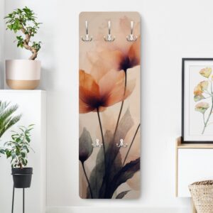 wohnli-moebel-suche-800000846890-1 WANDGARDEROBE - Pergamentblumen 34/105 cm Holzwerkstoff Bilderwelten Garderoben > Garderobenhaken Beige