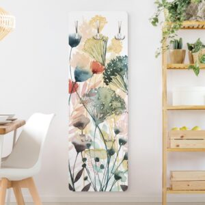 WANDGARDEROBE - Wildblumen im Sommer I 34/105 cm Holzwerkstoff Bilderwelten Garderoben > Garderobenhaken Weiß