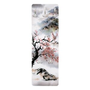 wohnli-moebel-suche-800000846898 Wohnli Möbelsuche - WANDGARDEROBE - Japanische Aquarell Zeichnung Kirschbaum und Berge 34/105 cm