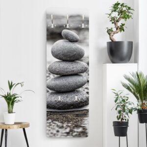 wohnli-moebel-suche-800000846906-1 WANDGARDEROBE - Steinturm im Wasser 34/105 cm Holzwerkstoff Bilderwelten Garderoben > Garderobenhaken Grau