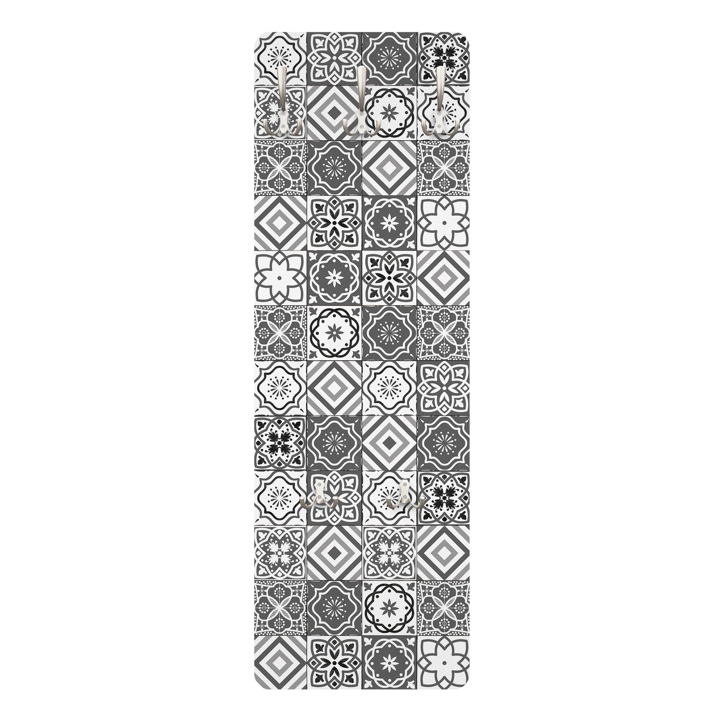 wohnli-moebel-suche-800000846915 Wohnli Möbelsuche - WANDGARDEROBE - Mediterranes Fliesenmuster Graustufen 34/105 cm