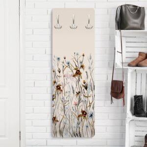 WANDGARDEROBE - Wilde Trockenblumenwiese 34/105 cm Holzwerkstoff Bilderwelten Garderoben > Garderobenhaken Beige