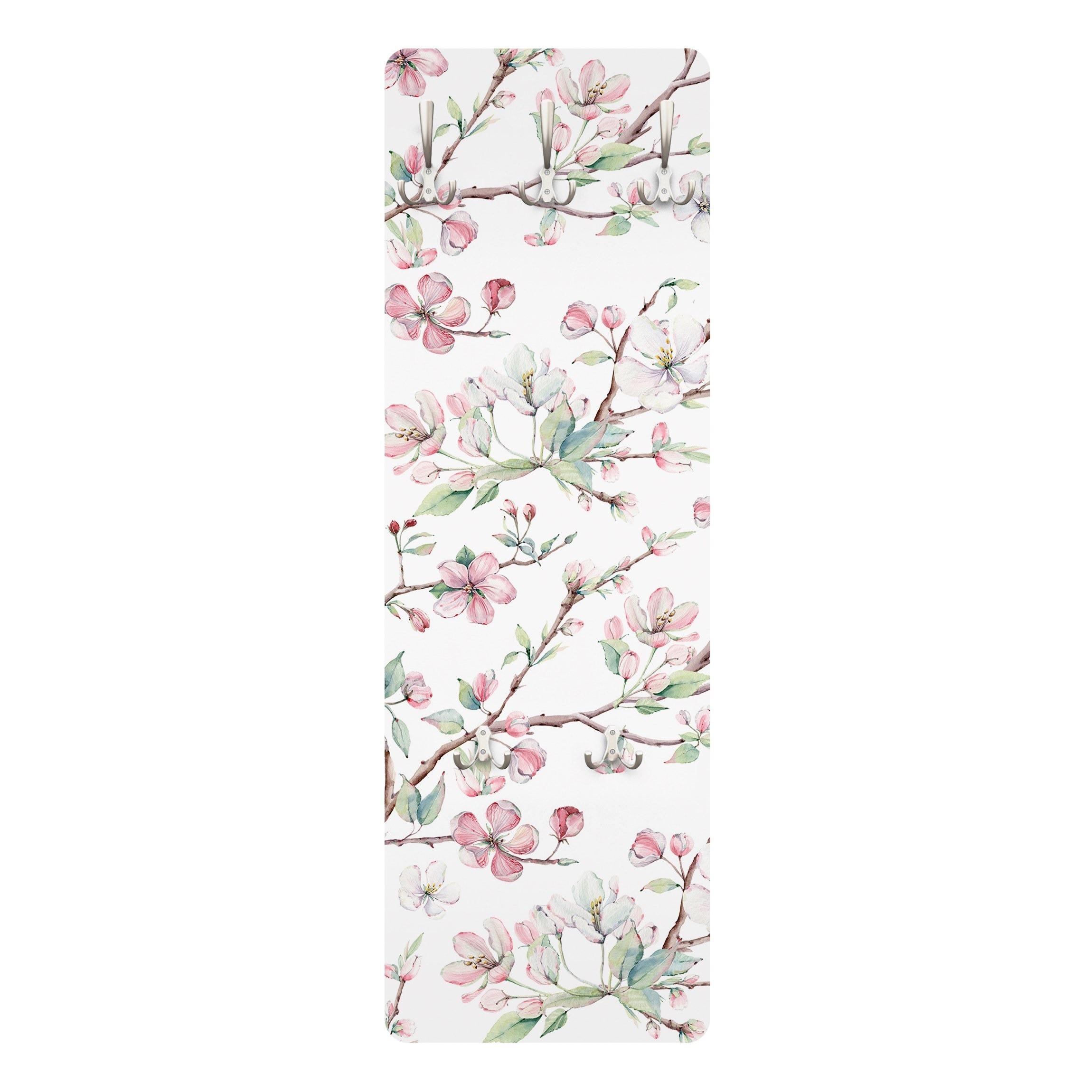 wohnli-moebel-suche-800000846982 Wohnli Möbelsuche - WANDGARDEROBE - Aquarell Zweige von Apfelblüten in Rosa und Weiß 34/105 cm