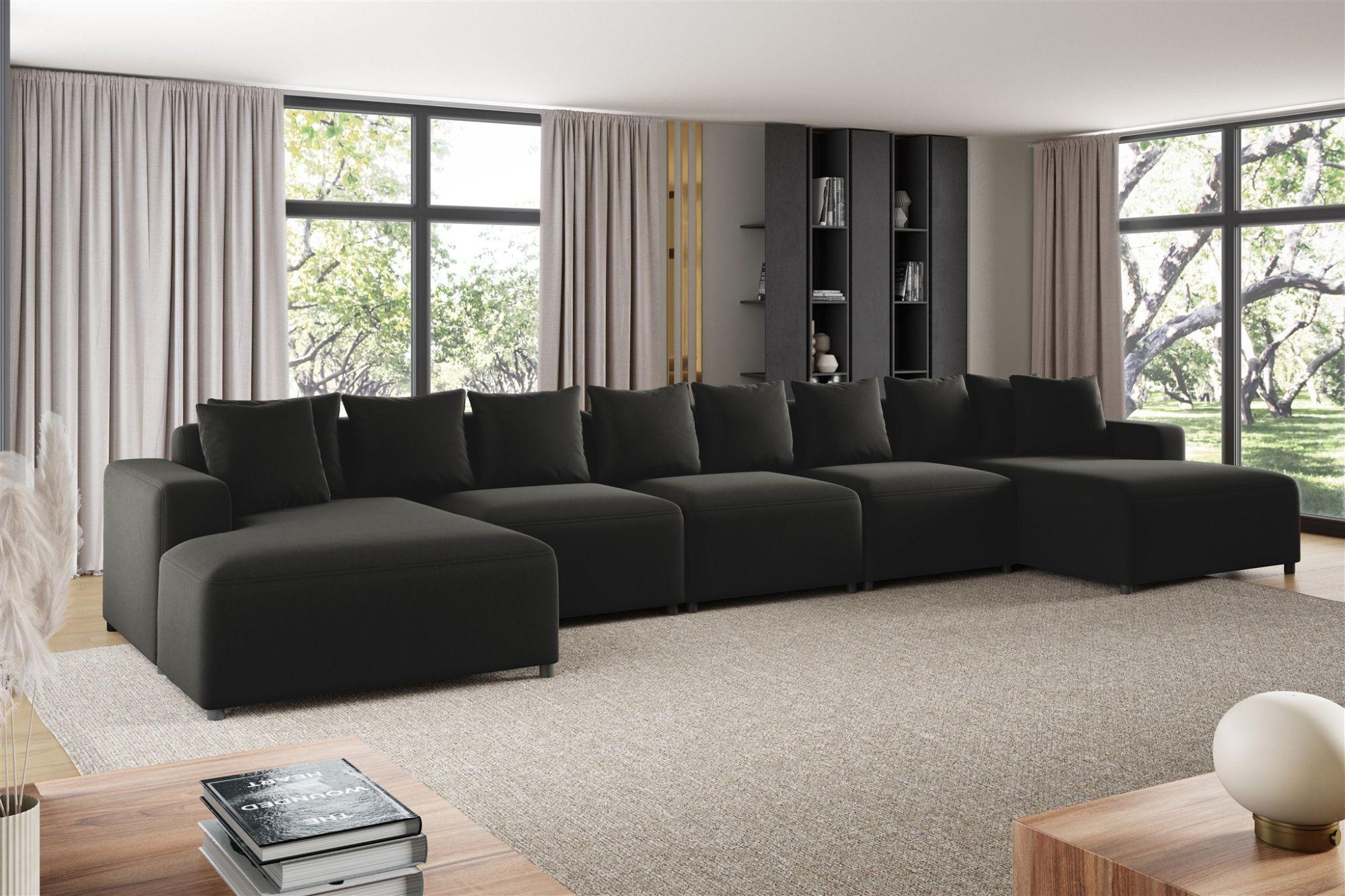 WOHNLANDSCHAFT Megan Xl In Salvador Textil Fun Möbel Möbel > Sofas & Couches > Wohnlandschaften > Wohnlandschaften U-Form Schwarz