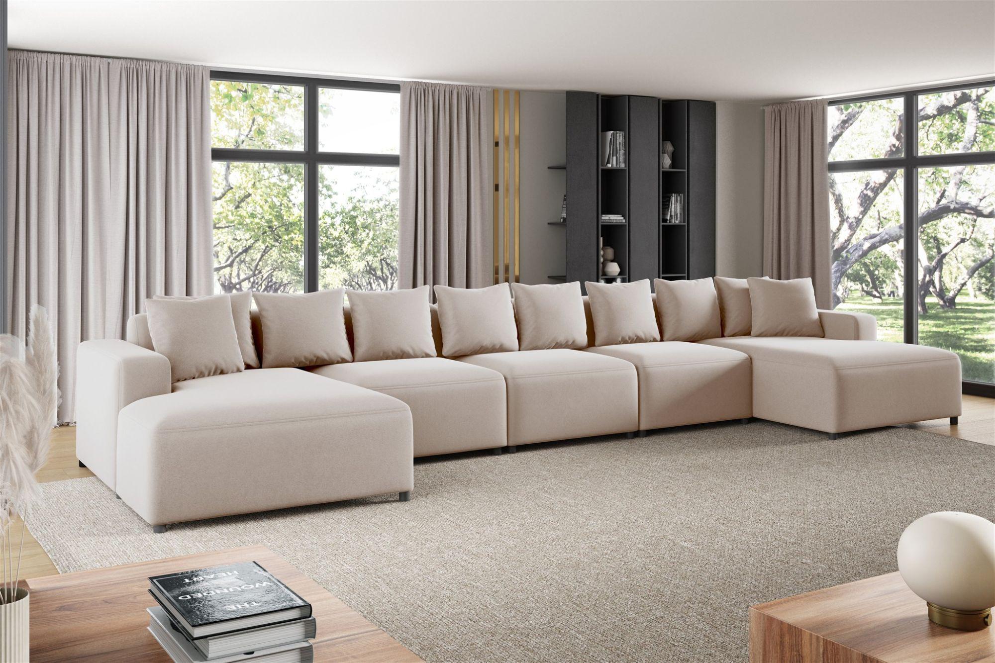 WOHNLANDSCHAFT Megan Xl In Salvador Textil Fun Möbel Möbel > Sofas & Couches > Wohnlandschaften > Wohnlandschaften U-Form Beige