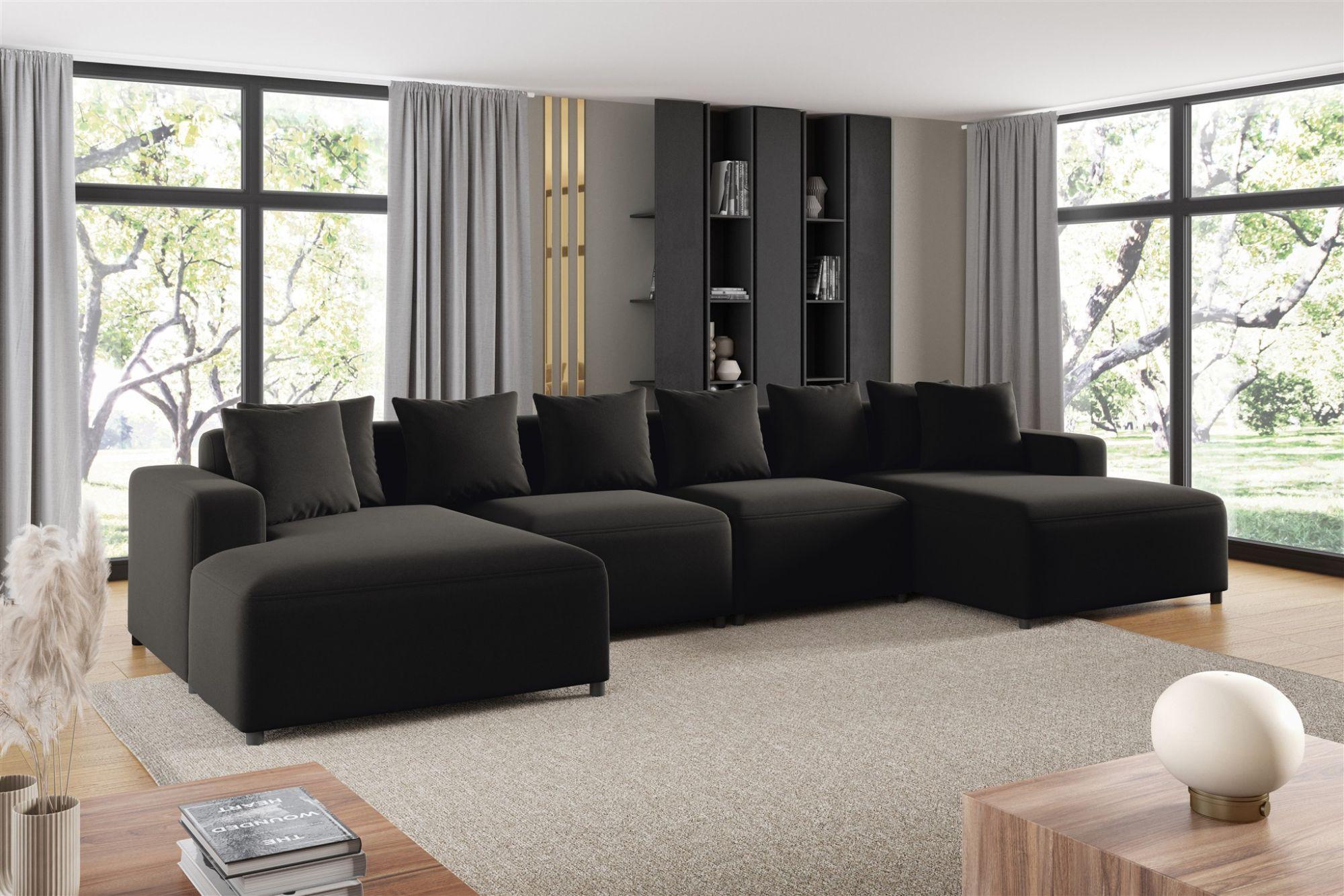 WOHNLANDSCHAFT Megan In Salvador Textil Fun Möbel Möbel > Sofas & Couches > Wohnlandschaften > Wohnlandschaften U-Form Schwarz