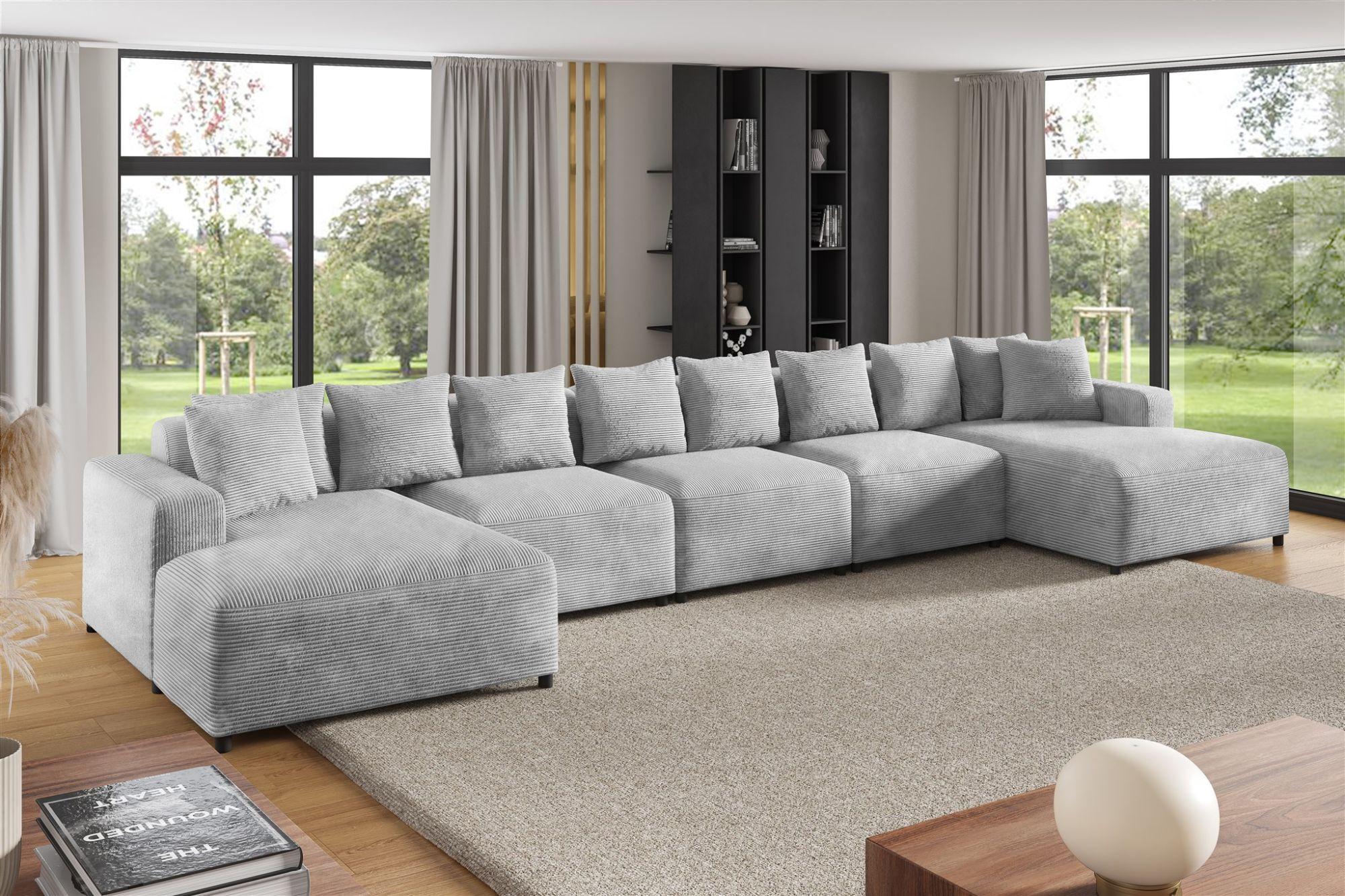 wohnli-moebel-suche-800000847397-1 WOHNLANDSCHAFT Megan Xl In Poso Textil Fun Möbel Möbel > Sofas & Couches > Wohnlandschaften > Wohnlandschaften U-Form Grau