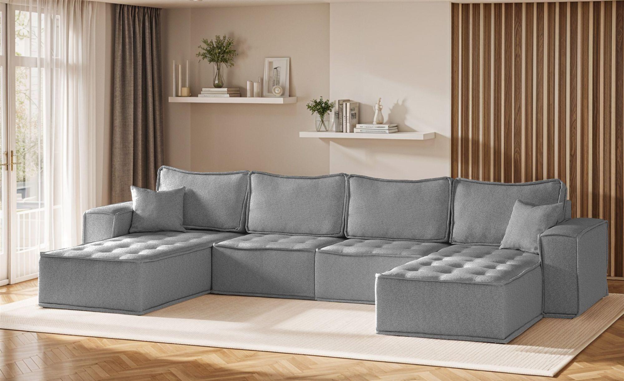 wohnli-moebel-suche-800000847428-1 WOHNLANDSCHAFT Sande In Raven Textil Fun Möbel Möbel > Sofas & Couches > Wohnlandschaften > Wohnlandschaften U-Form Grau