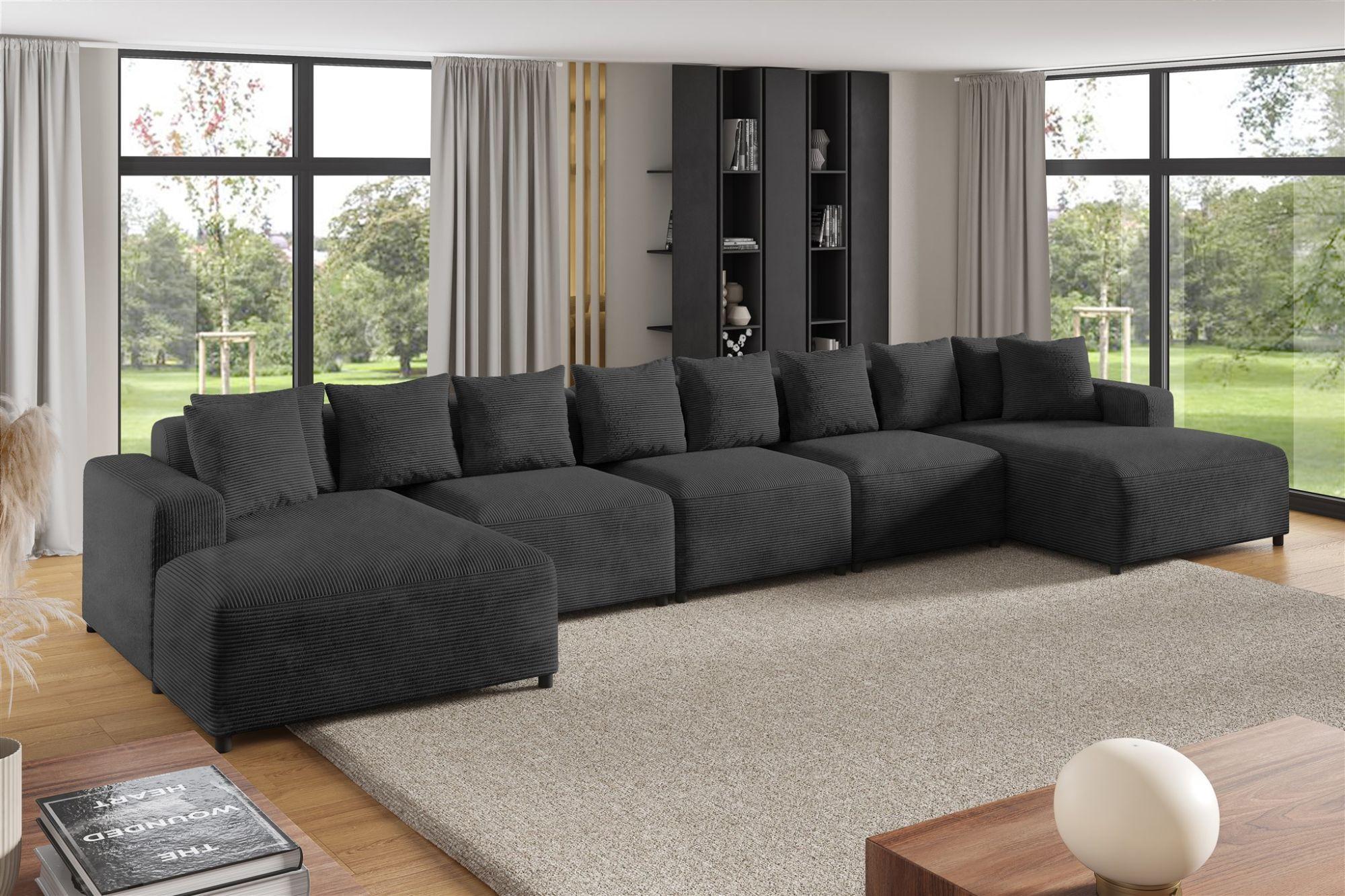 wohnli-moebel-suche-800000847449-1 WOHNLANDSCHAFT Megan Xl In Poso Textil Fun Möbel Möbel > Sofas & Couches > Wohnlandschaften > Wohnlandschaften U-Form Grau