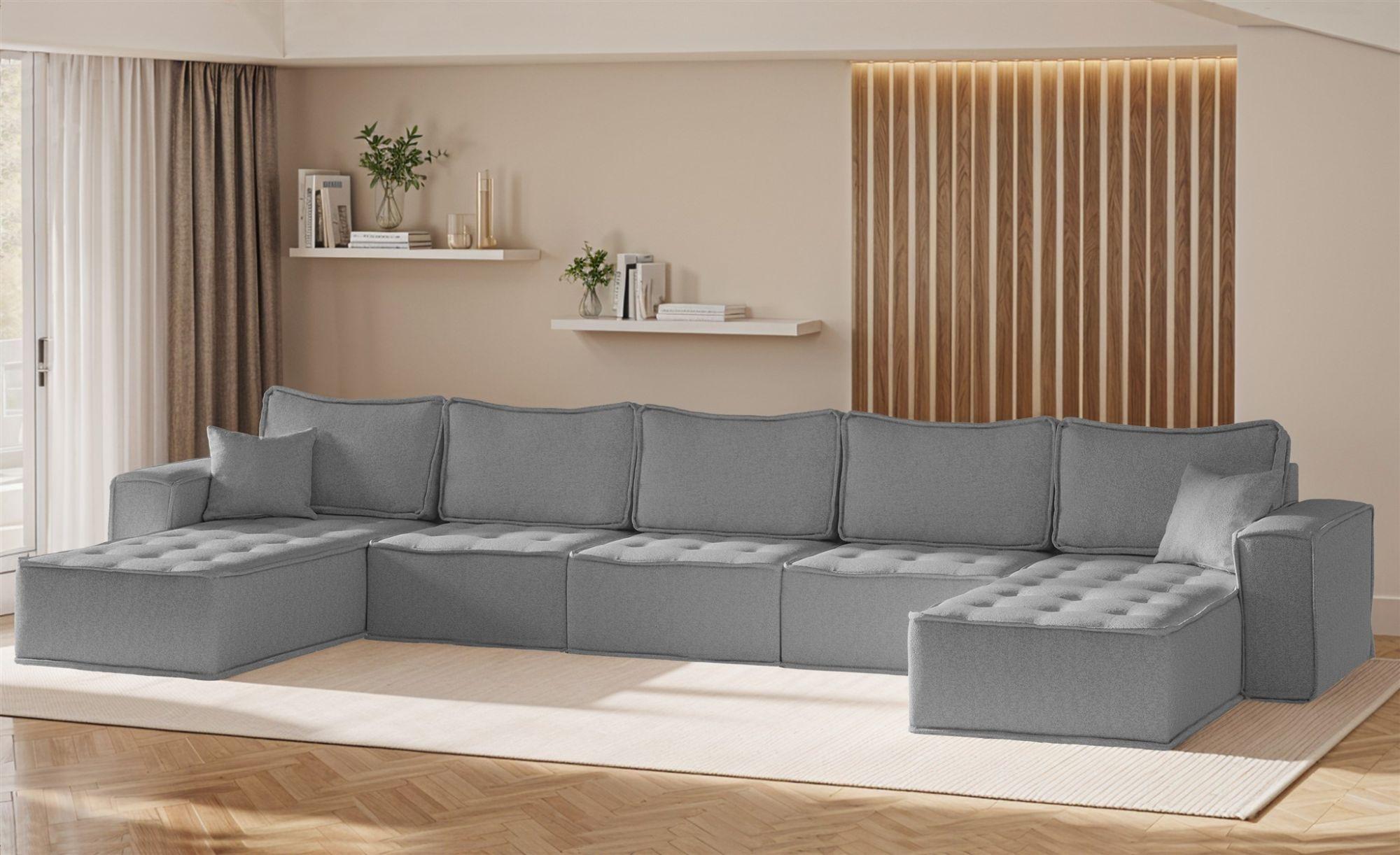 WOHNLANDSCHAFT Sande In Raven Textil Fun Möbel Möbel > Sofas & Couches > Wohnlandschaften > Wohnlandschaften U-Form Grau