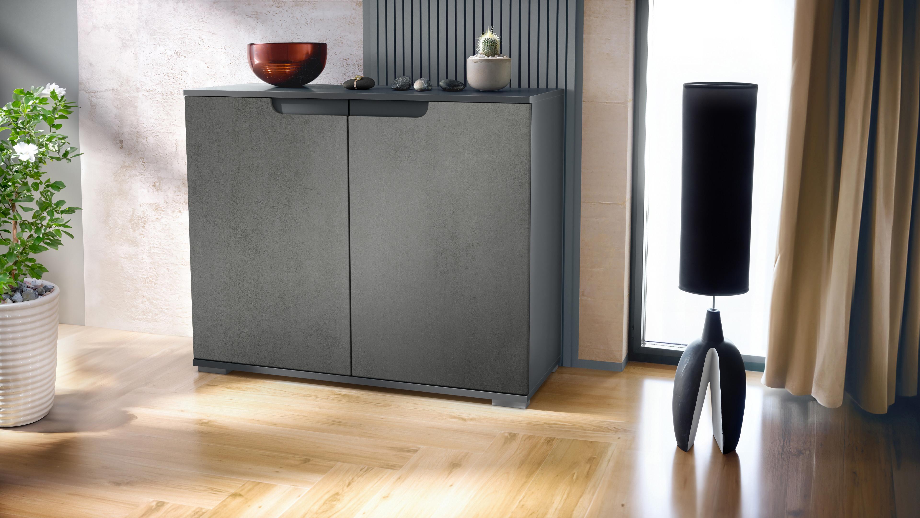wohnli-moebel-suche-800000848789-1 KOMMODE Sylt Beton Dunkel Optik Holzwerkstoff Vladon Möbel > Kommoden & Schubladenschränke > Kommoden Grau