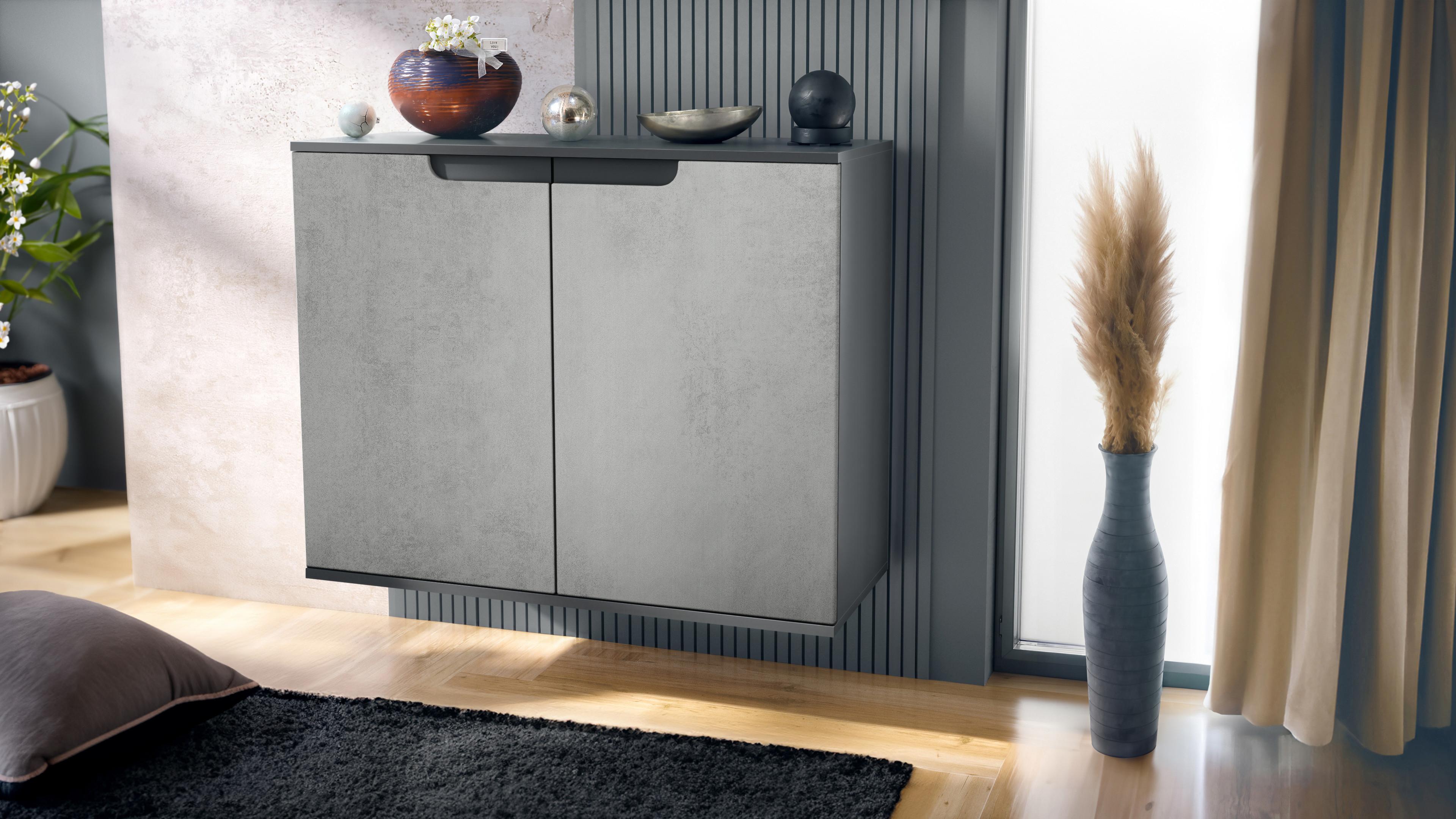 KOMMODE Sylt Beton Oxid Optik Holzwerkstoff Vladon Möbel > Kommoden & Schubladenschränke > Kommoden Grau