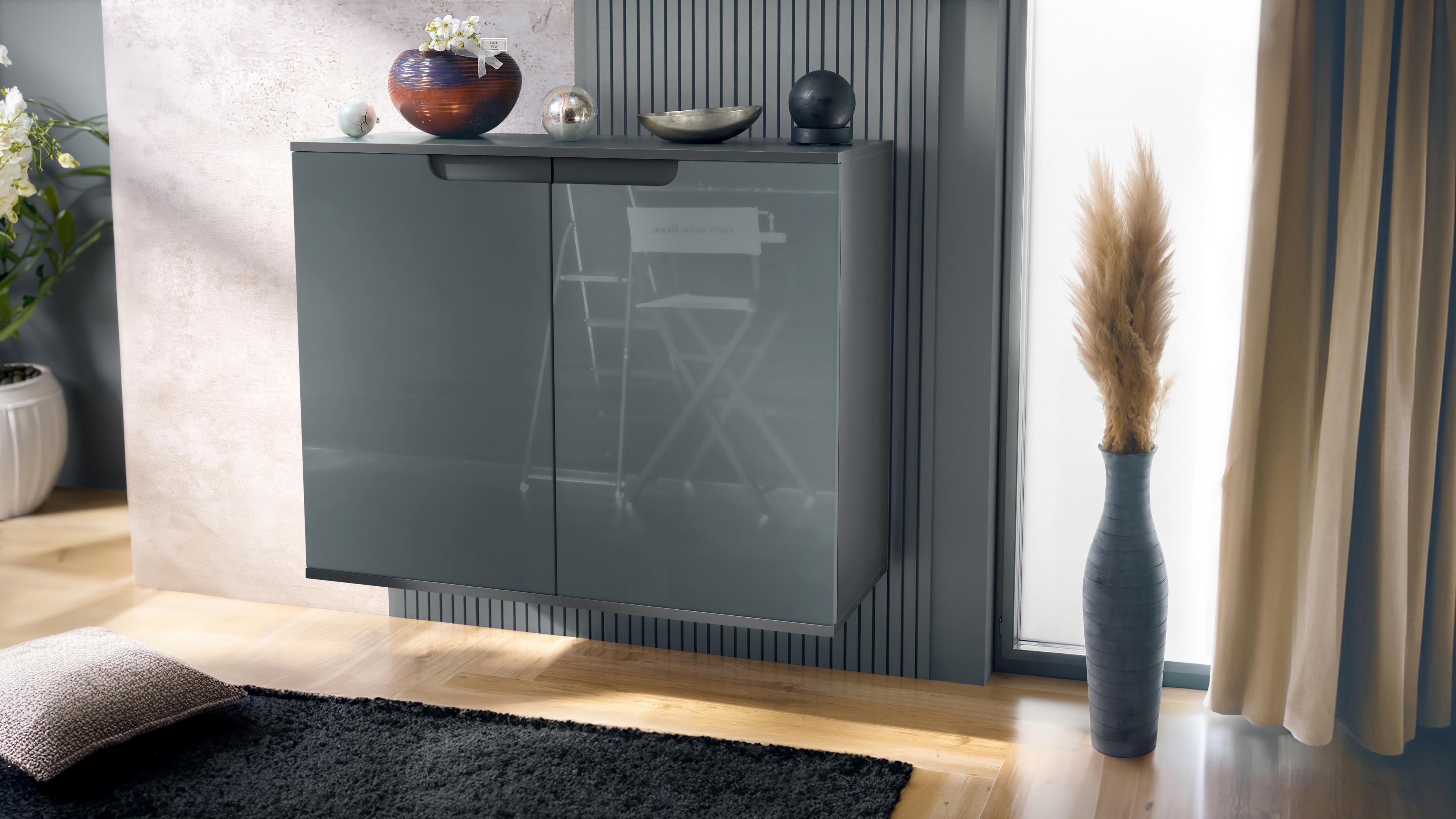 KOMMODE Sylt Grau Hochglanz Holzwerkstoff Vladon Möbel > Kommoden & Schubladenschränke > Kommoden Grau