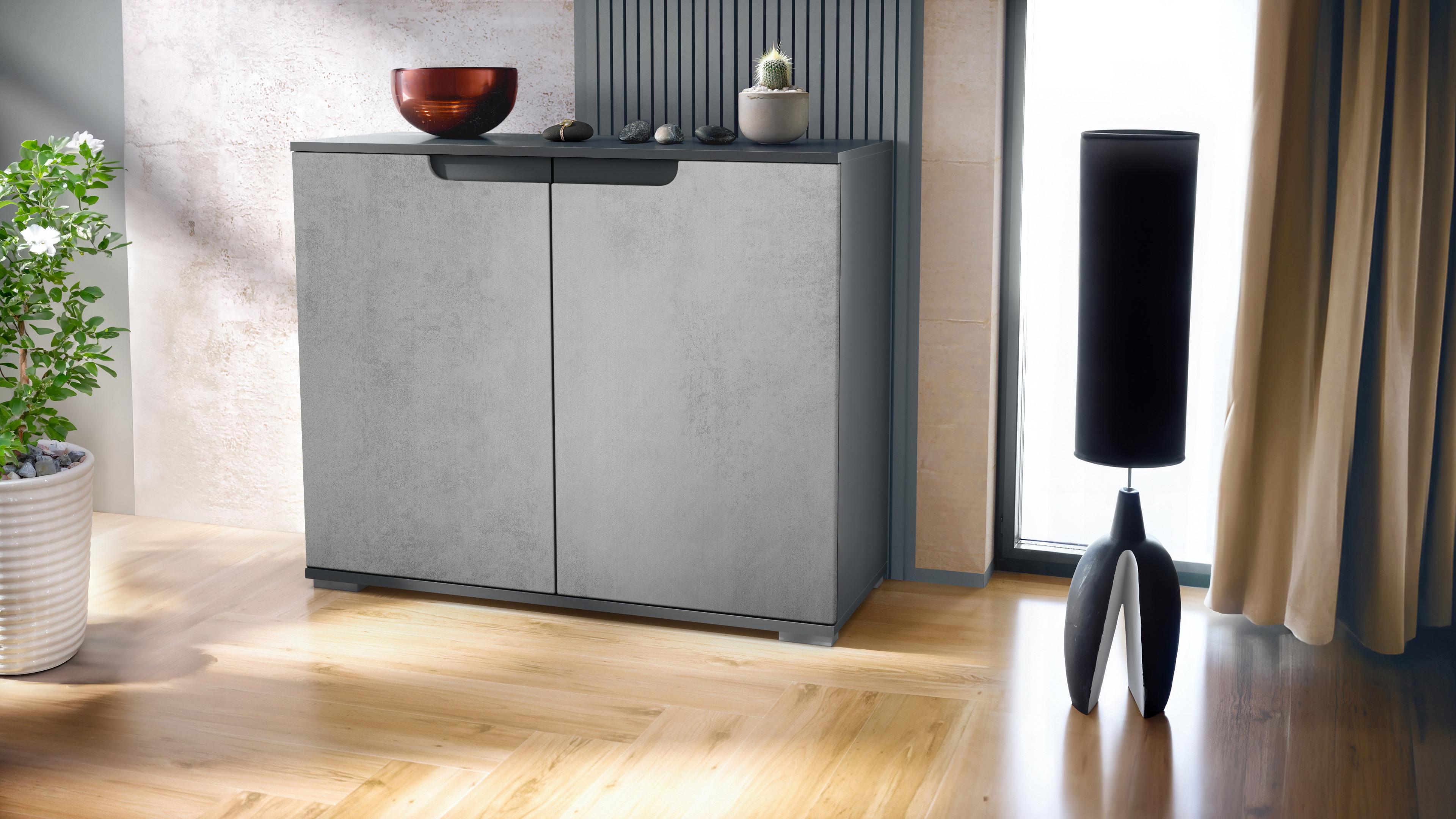 wohnli-moebel-suche-800000848884-1 KOMMODE Sylt Beton Oxid Optik Holzwerkstoff Vladon Möbel > Kommoden & Schubladenschränke > Kommoden Grau