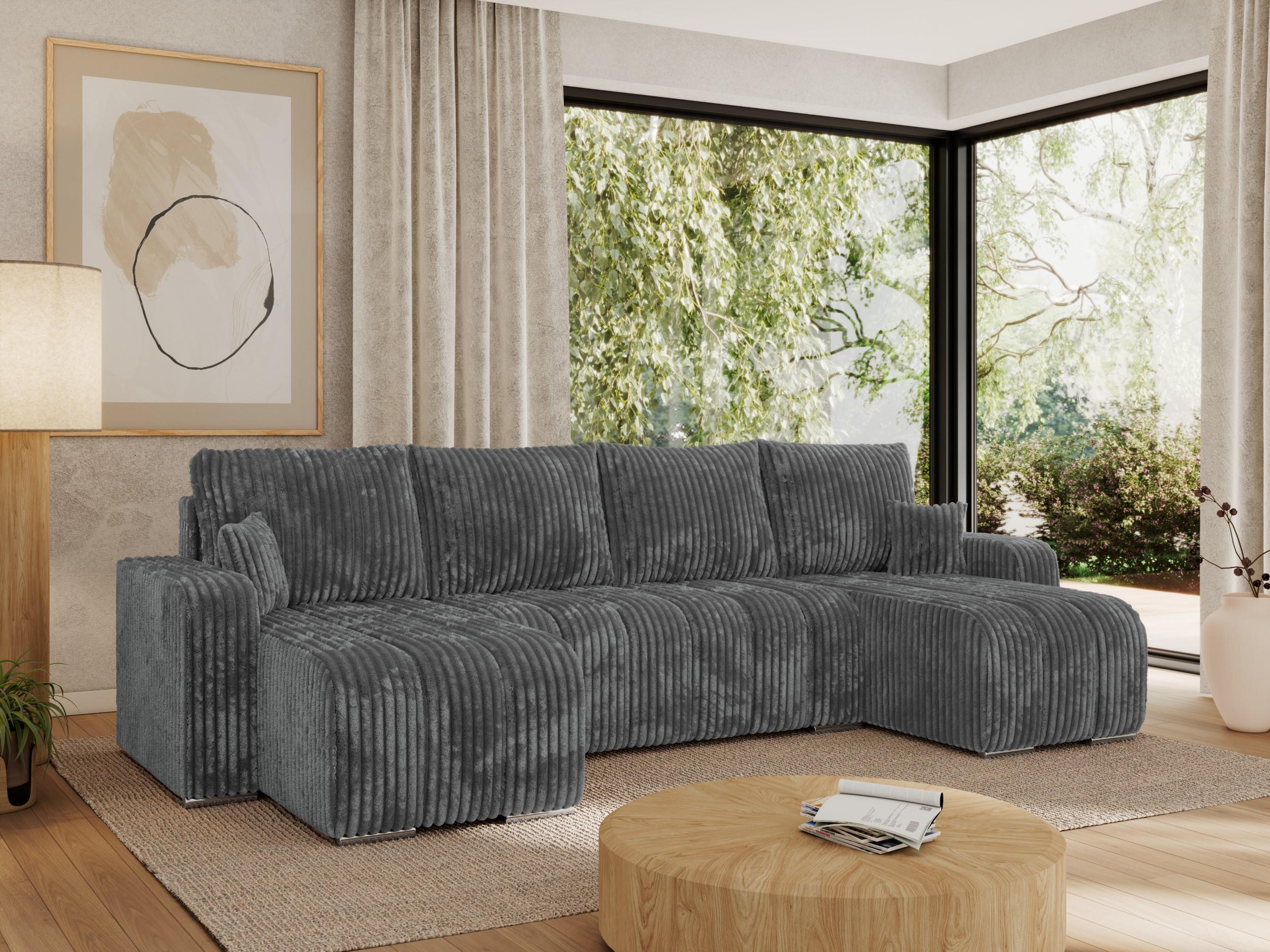 wohnli-moebel-suche-800000849854-1 WOHNLANDSCHAFT KIRASSO U Dunkelgrau Cord Textil MKS Möbel > Sofas & Couches > Wohnlandschaften > Wohnlandschaften U-Form Grau