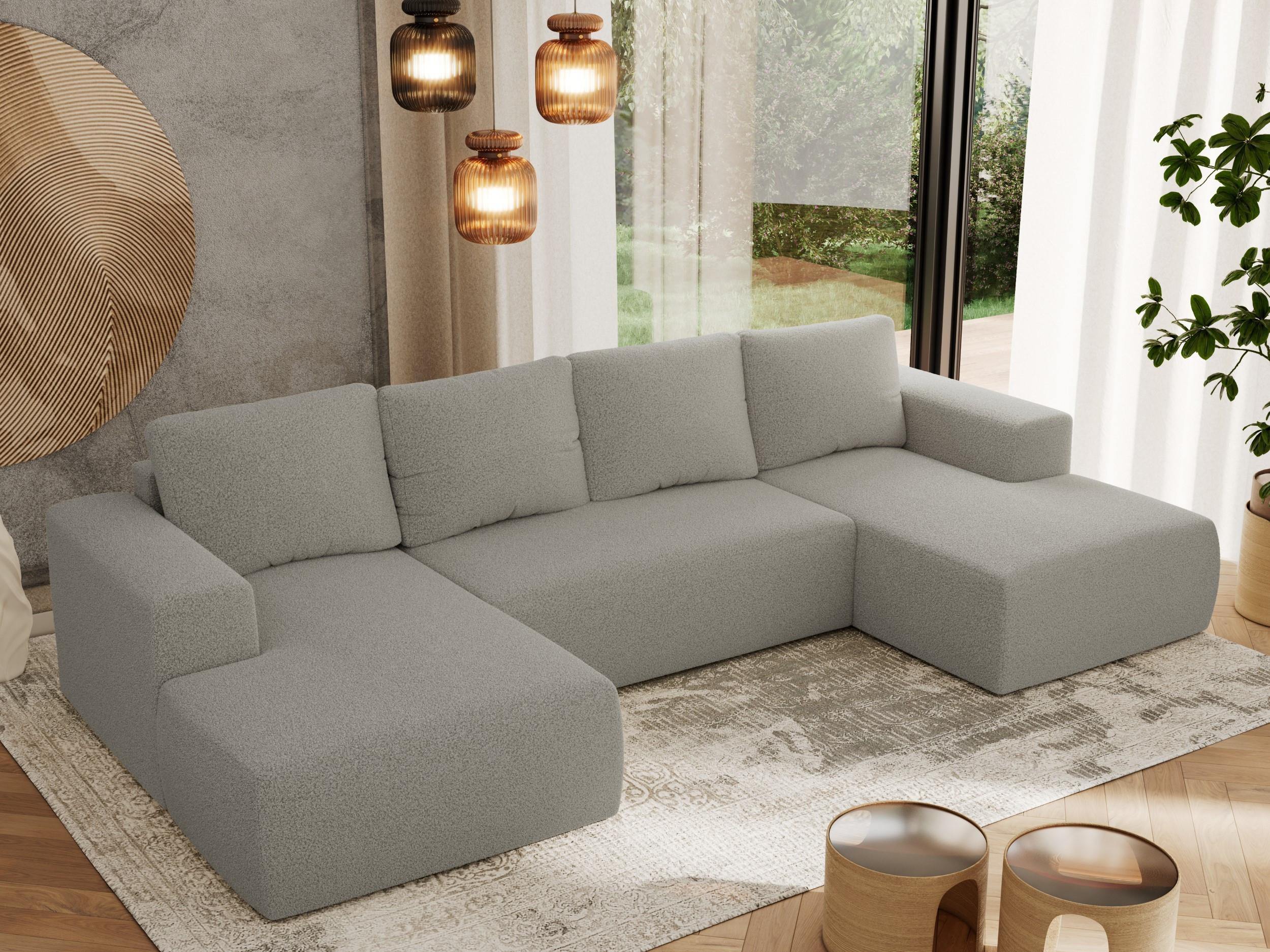 WOHNLANDSCHAFT TRENTINO U Hellgrau Boucle Textil MKS Möbel > Sofas & Couches > Wohnlandschaften > Wohnlandschaften U-Form Grau