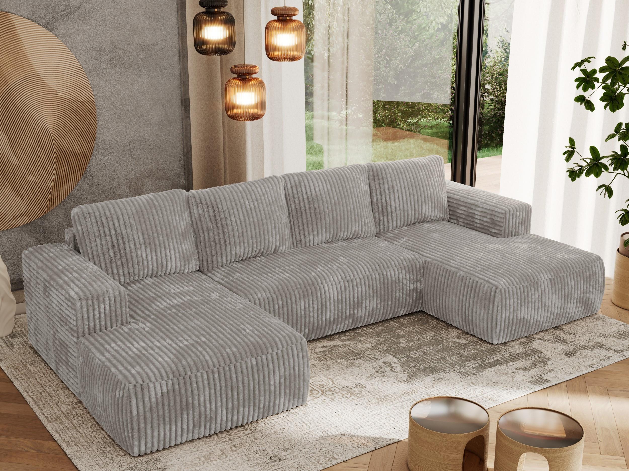 WOHNLANDSCHAFT TRENTINO U Hellgrau Cord Textil MKS Möbel > Sofas & Couches > Wohnlandschaften > Wohnlandschaften U-Form Grau