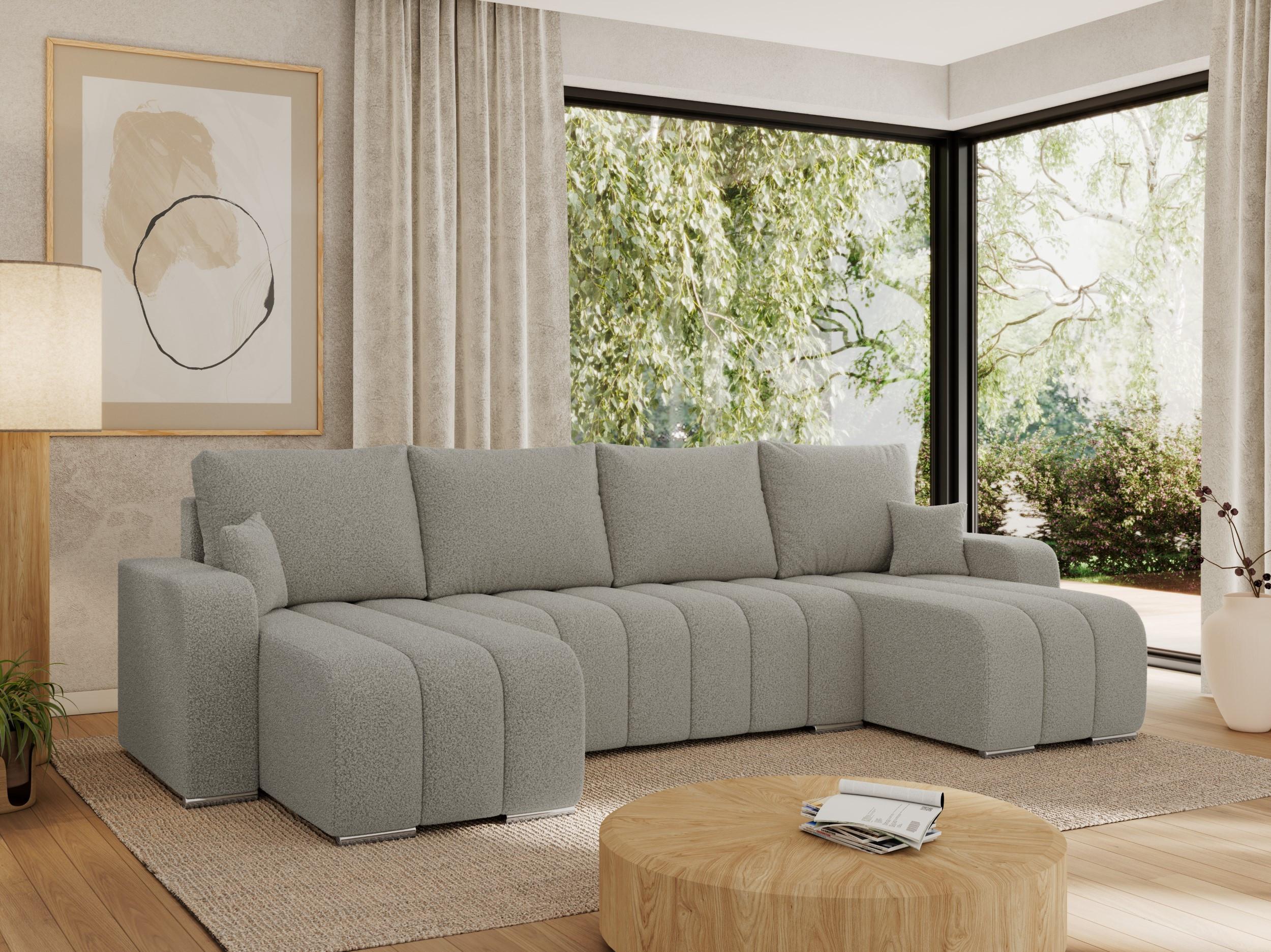 WOHNLANDSCHAFT KIRASSO U Hellgrau Boucle Textil MKS Möbel > Sofas & Couches > Wohnlandschaften > Wohnlandschaften U-Form Grau