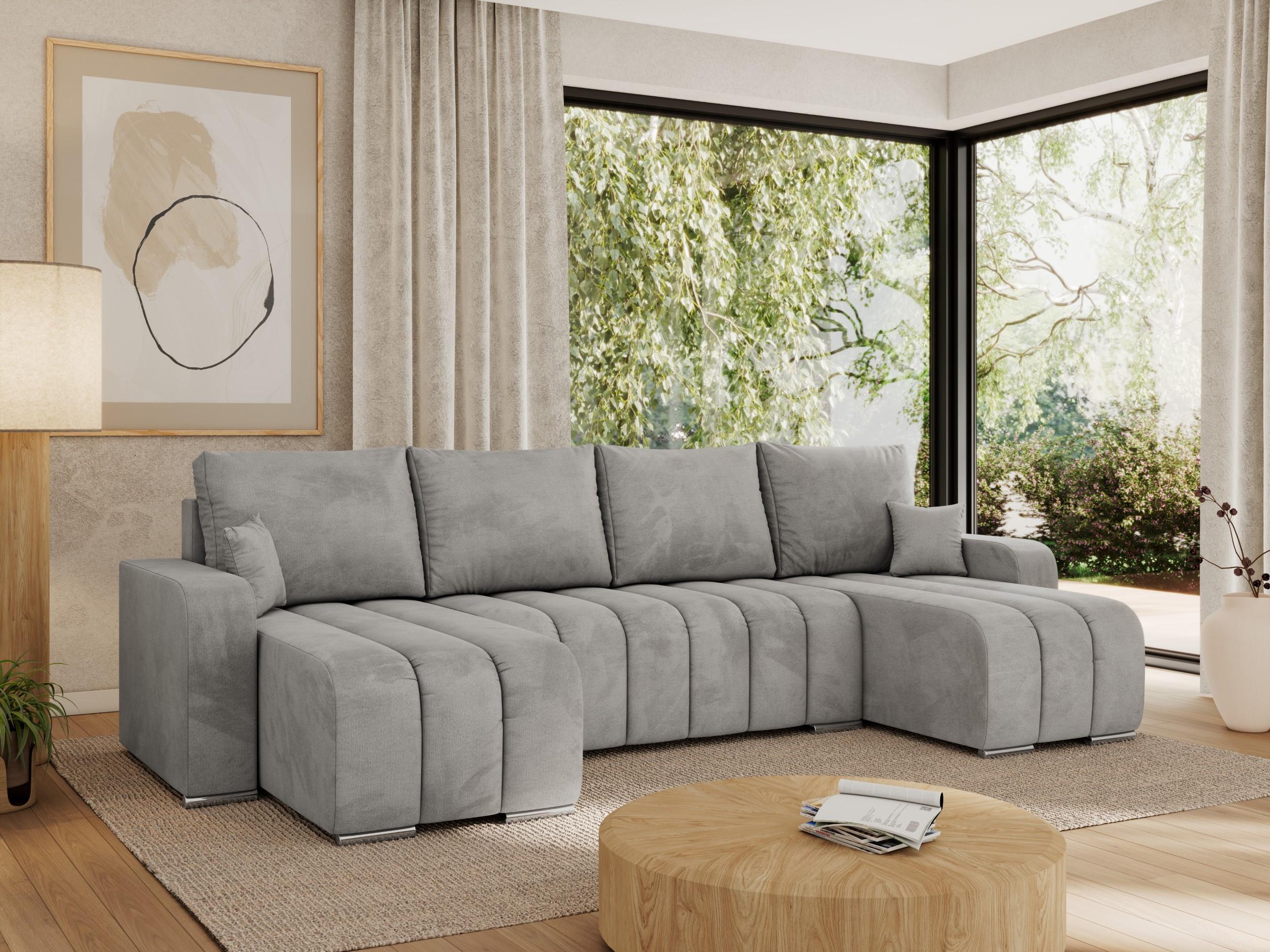 wohnli-moebel-suche-800000849889-1 WOHNLANDSCHAFT KIRASSO U Hellgrau Velvet Textil MKS Möbel > Sofas & Couches > Wohnlandschaften > Wohnlandschaften U-Form Grau