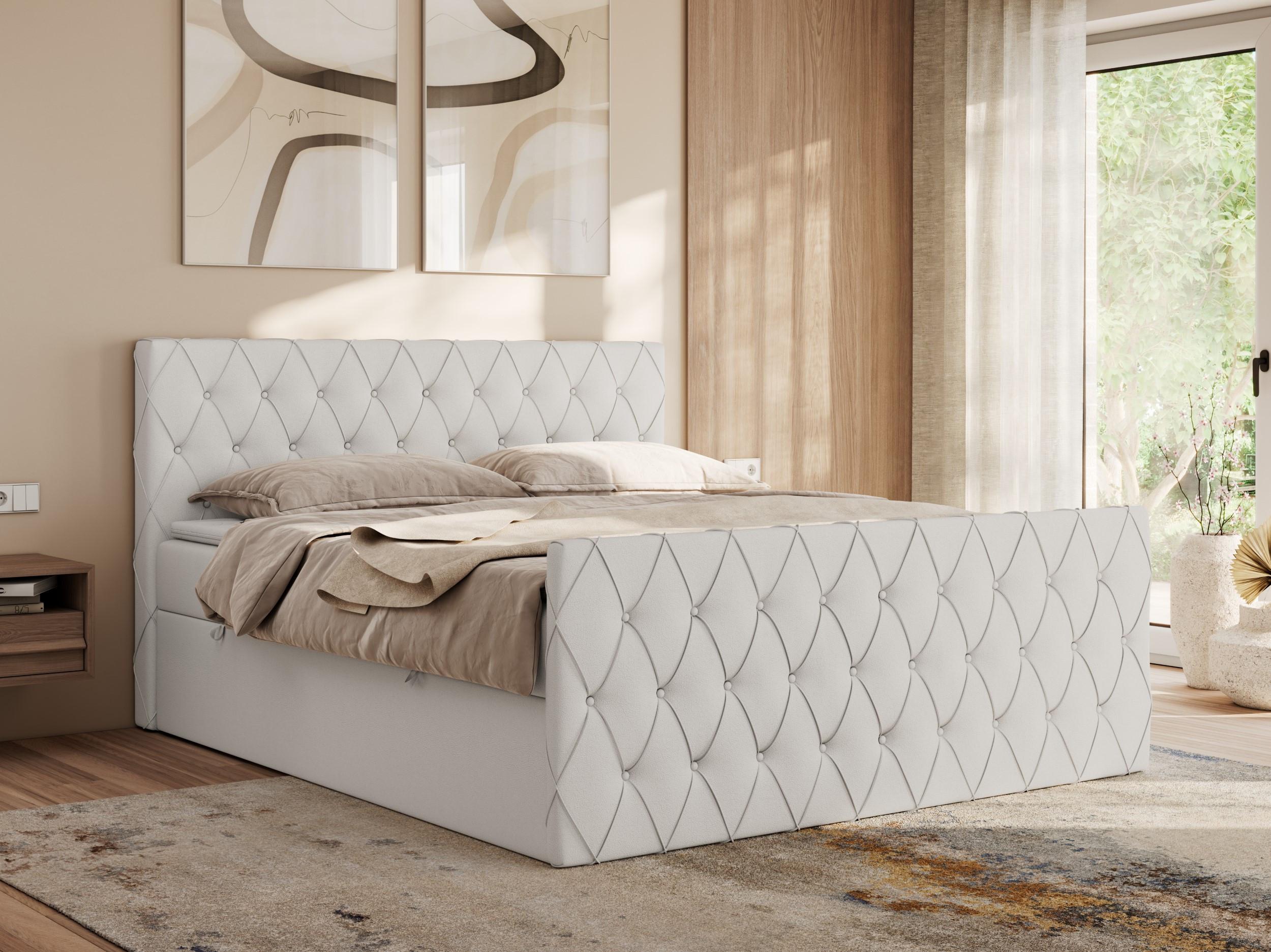wohnli-moebel-suche-800000853968-1 BOXBETT MIREN DUO 120/200 - Weiß Kunstleder - H3 Textil MKS Möbel > Betten > Boxspringbetten Weiß