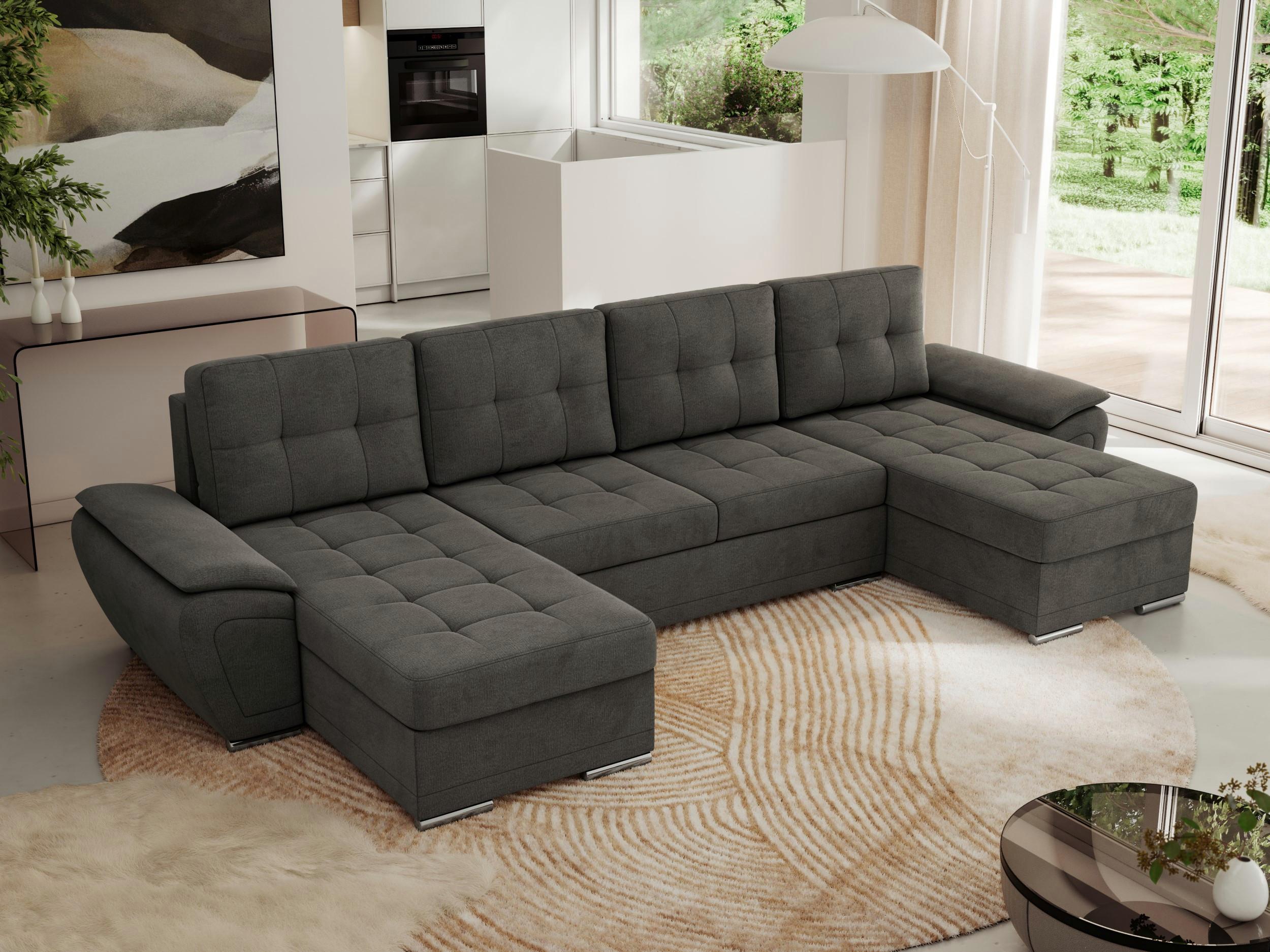 WOHNLANDSCHAFT UMBRIA U Dunkelgrau Velvet Textil MKS Möbel > Sofas & Couches > Wohnlandschaften > Wohnlandschaften U-Form Grau