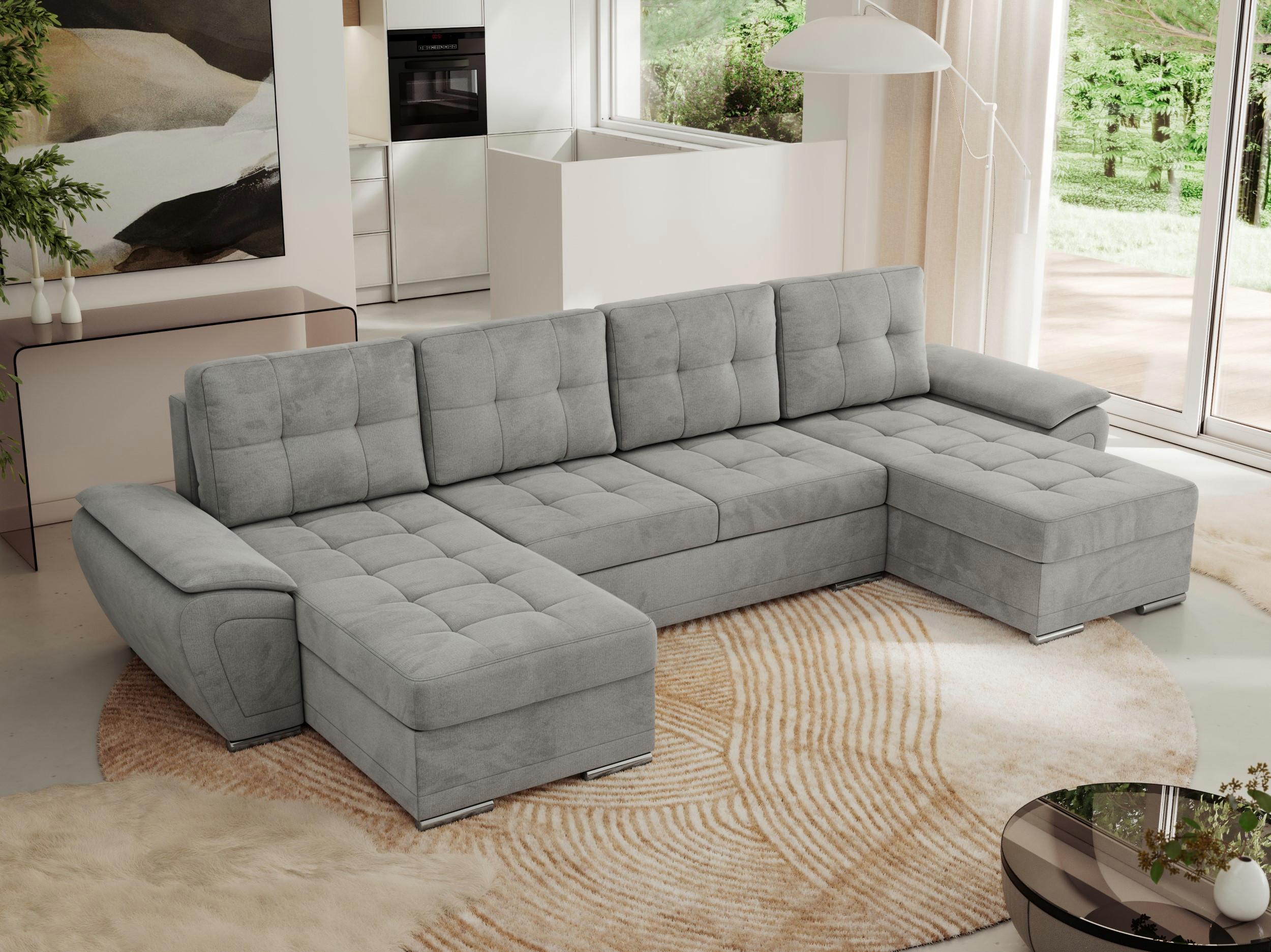WOHNLANDSCHAFT UMBRIA U Hellgrau Velvet Textil MKS Möbel > Sofas & Couches > Wohnlandschaften > Wohnlandschaften U-Form Grau