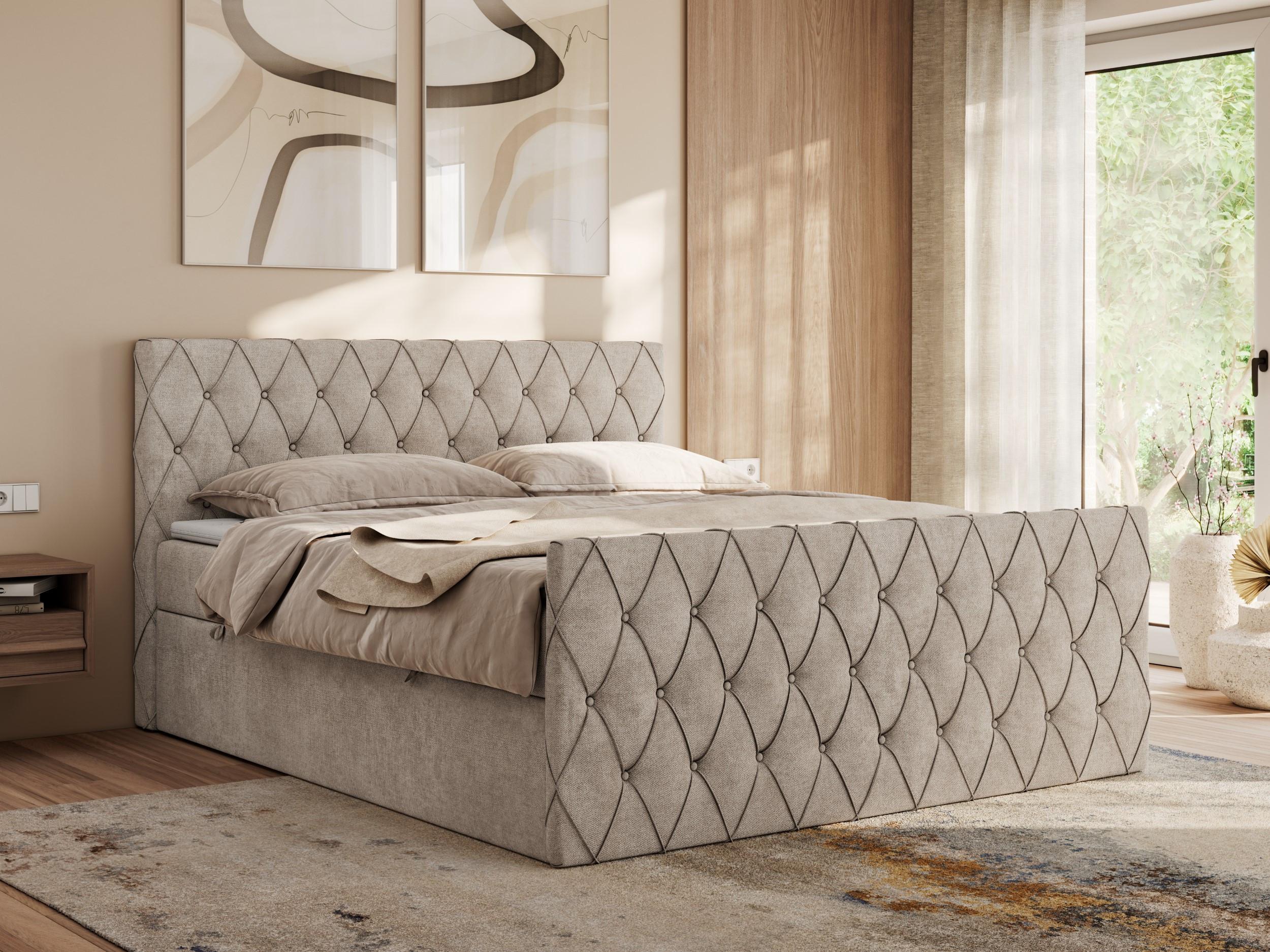 wohnli-moebel-suche-800000853989-1 BOXBETT MIREN DUO 120/200 - Beige Strukture - H3 Textil MKS Möbel > Betten > Boxspringbetten Beige