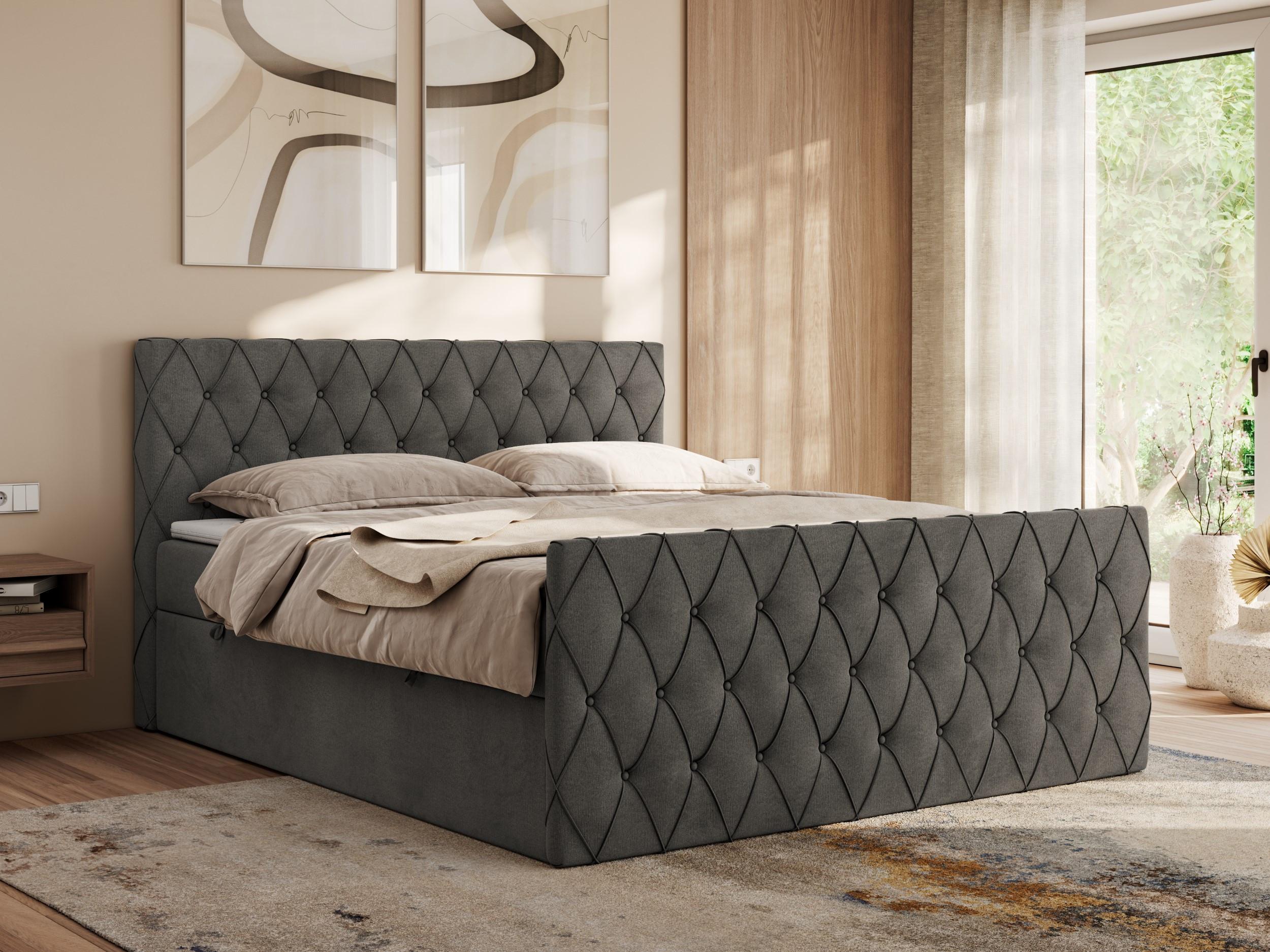 wohnli-moebel-suche-800000854017-1 BOXBETT MIREN DUO 120/200 - Dunkelgrau Velvet - H3 Textil MKS Möbel > Betten > Boxspringbetten Grau