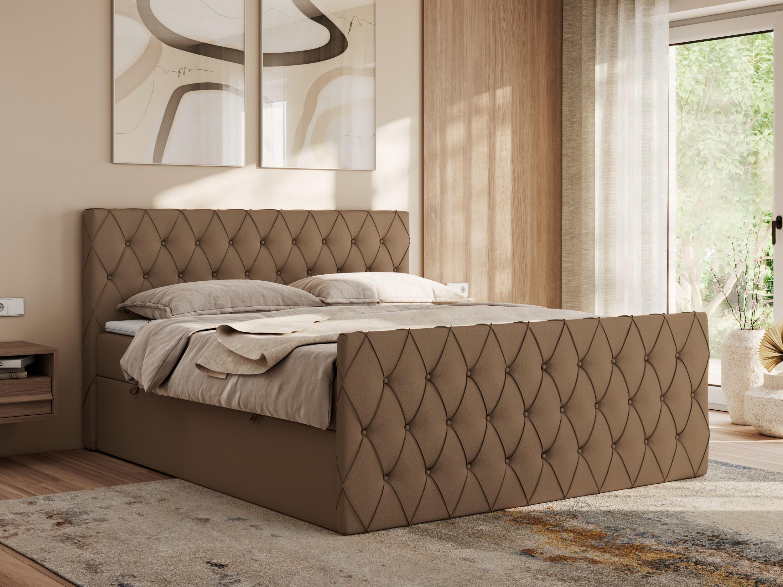 wohnli-moebel-suche-800000854027-1 BOXBETT MIREN DUO 120/200 - Braun Kunstleder - H3 Textil MKS Möbel > Betten > Boxspringbetten Braun