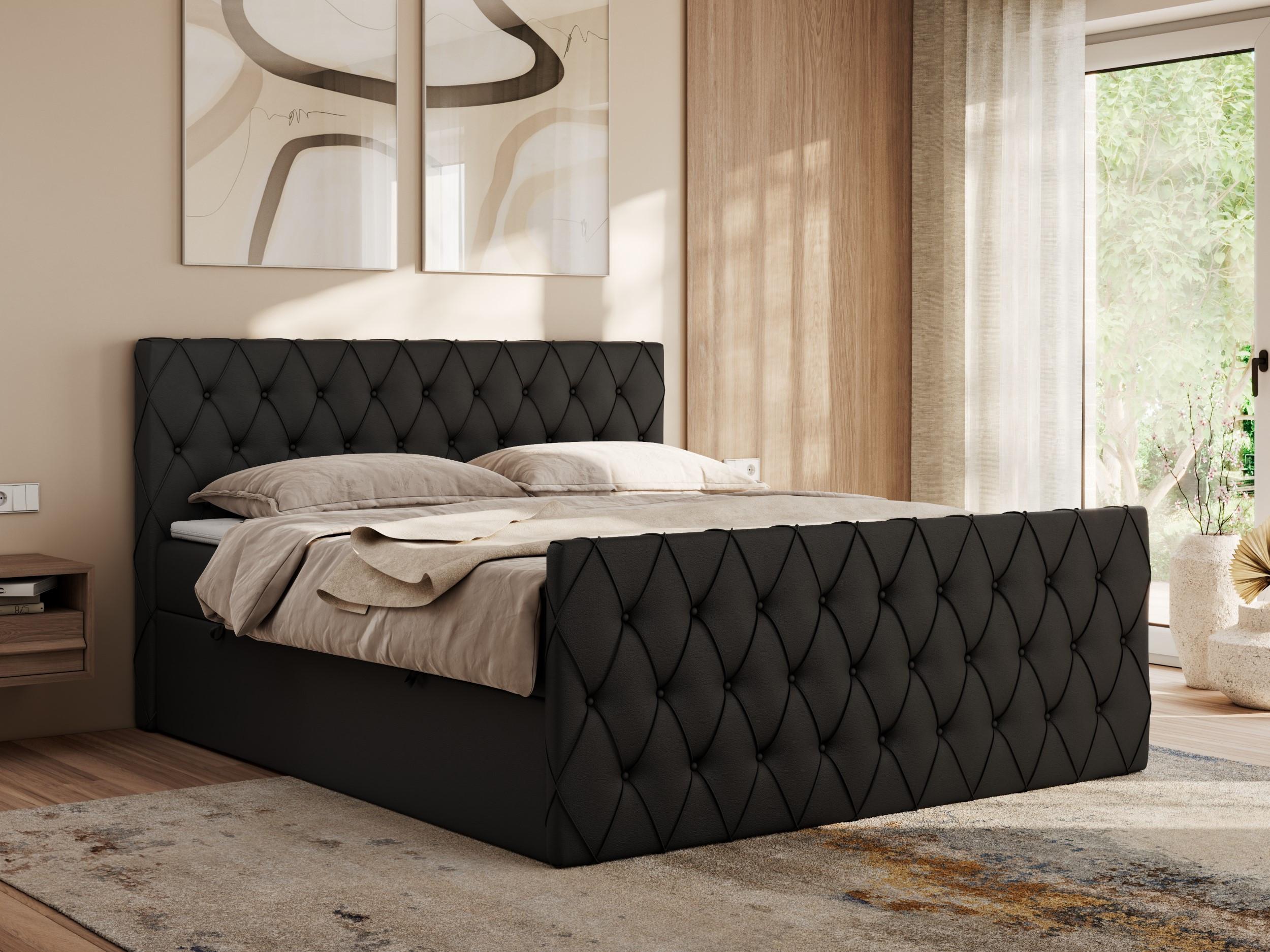 BOXBETT MIREN DUO 120/200 - Schwarz Kunstleder - H4 Textil MKS Möbel > Betten > Boxspringbetten Schwarz