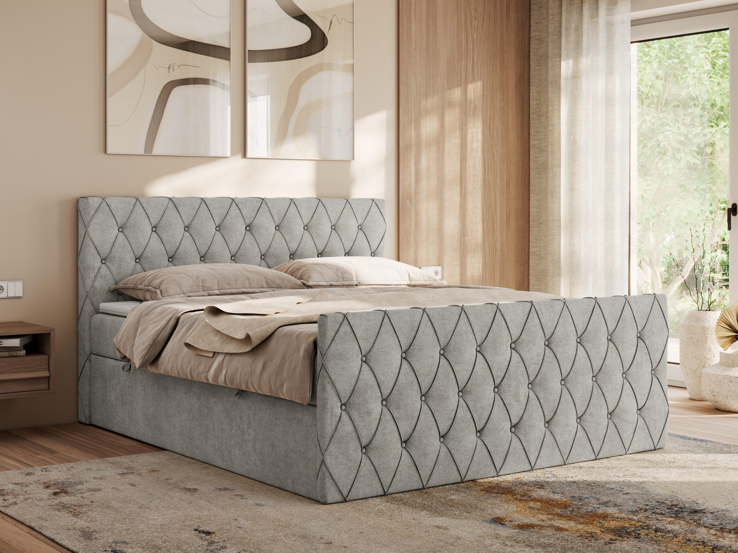 BOXBETT MIREN DUO 120/200 - Hellgrau Strukture - H3 Textil MKS Möbel > Betten > Boxspringbetten Grau
