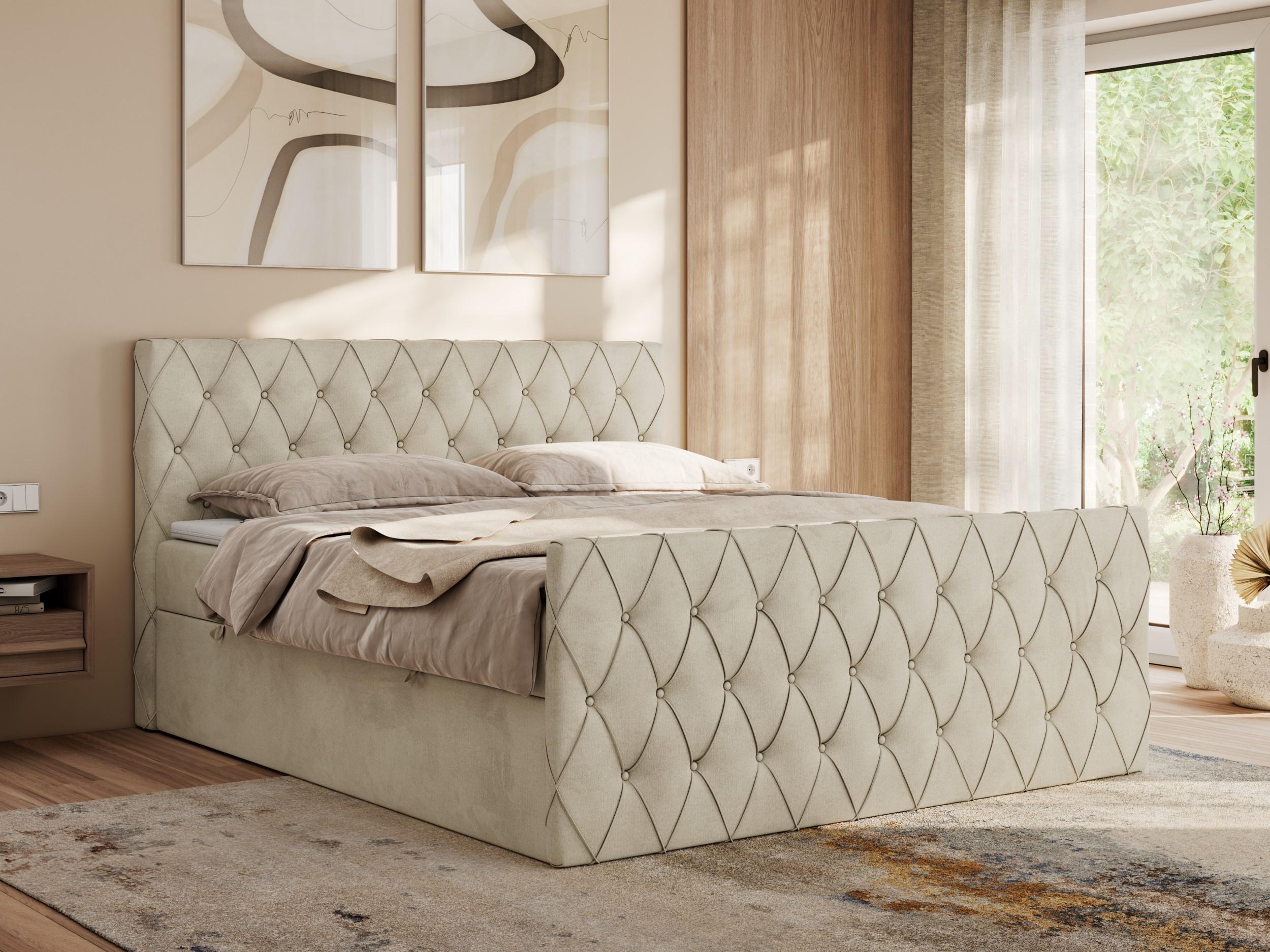 wohnli-moebel-suche-800000854063-1 BOXBETT MIREN DUO 140/200 - Beige Velvet - H3 Textil MKS Möbel > Betten > Boxspringbetten Beige
