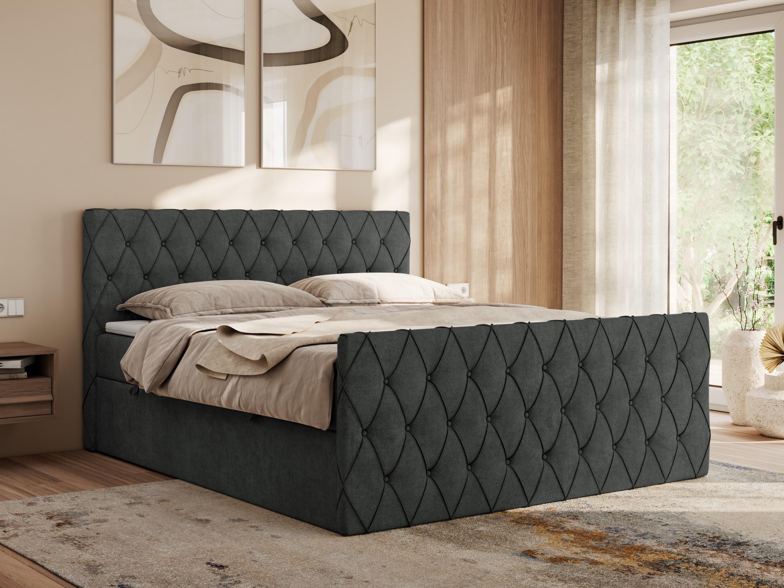 BOXBETT MIREN DUO 140/200 - Dunkelgrau Strukture - H3 Textil MKS Möbel > Betten > Boxspringbetten Grau