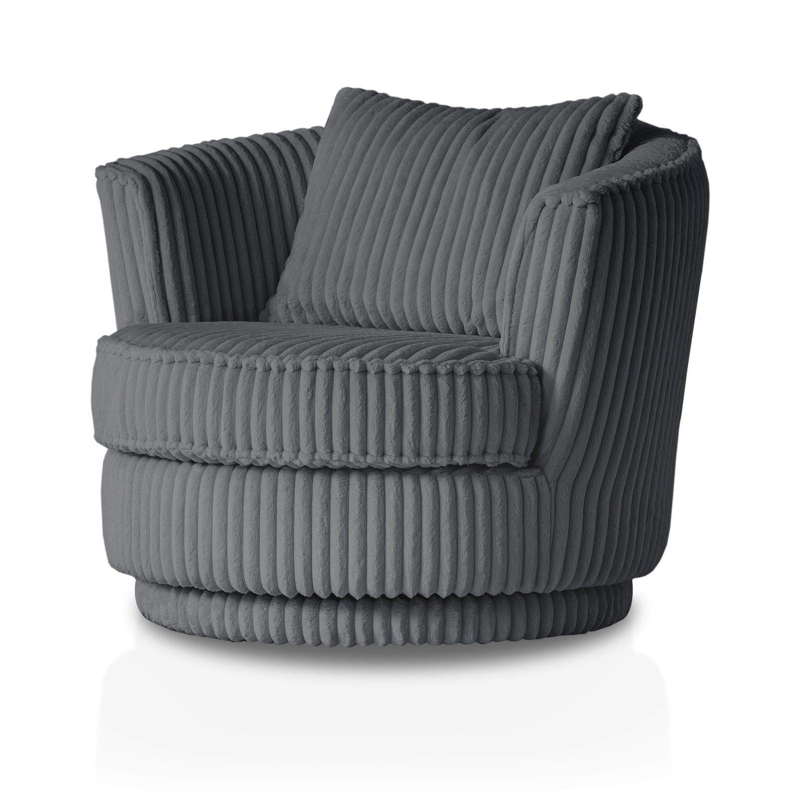 Wohnli Möbelsuche - BIG-SESSEL Mega Cord grau Ø 95 cm 360° drehbar