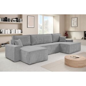WOHNLANDSCHAFT Hektor U mit Schlaffunktion hellgrau Textil Beautysofa Möbel > Sofas & Couches > Wohnlandschaften > Wohnlandschaften U-Form Grau