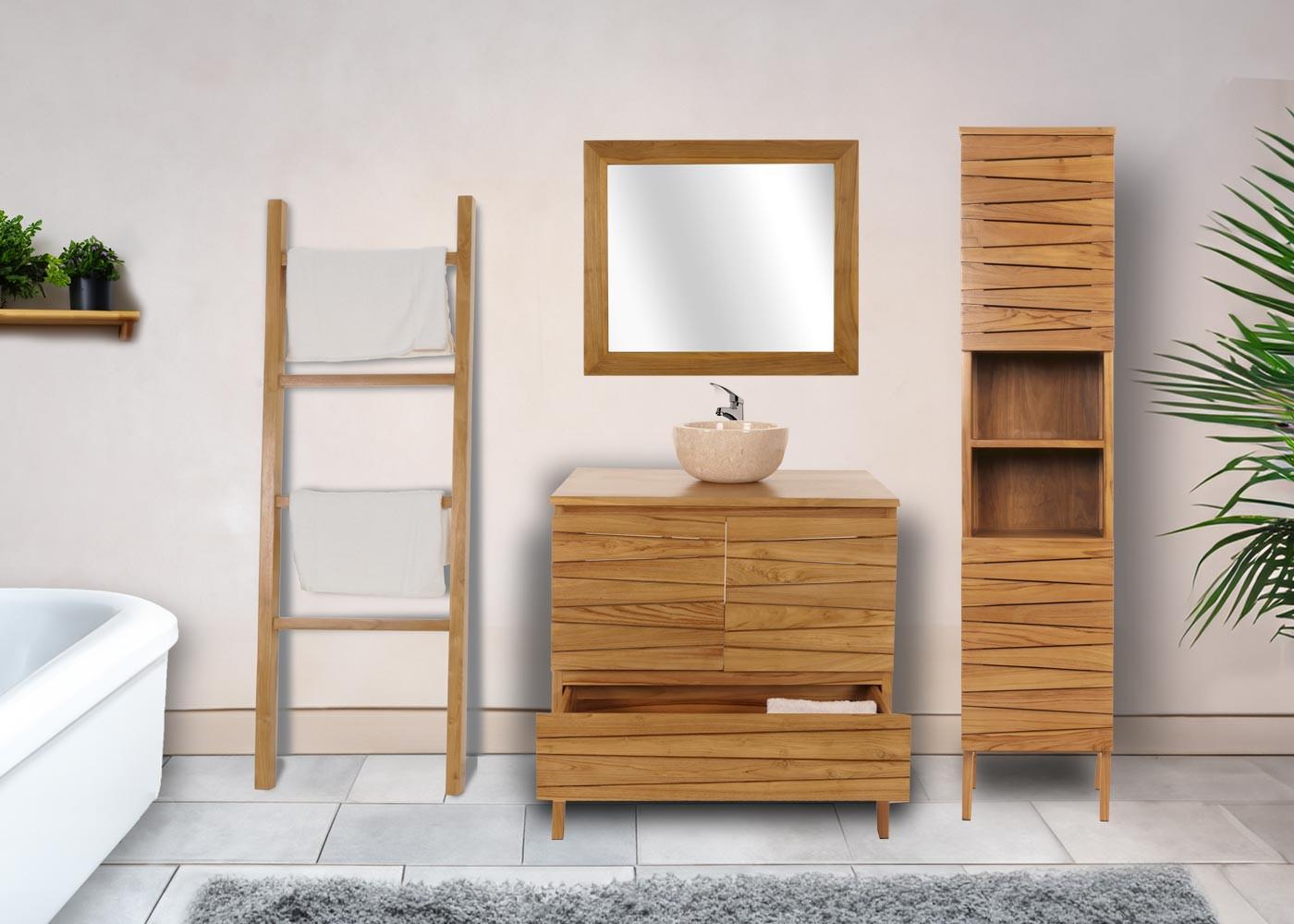 TEAK-WASCHBECKENUNTERSCHRANK Braun Holz MCW Möbel > Schränke > Badezimmerschränke > Waschbeckenunterschränke Braun