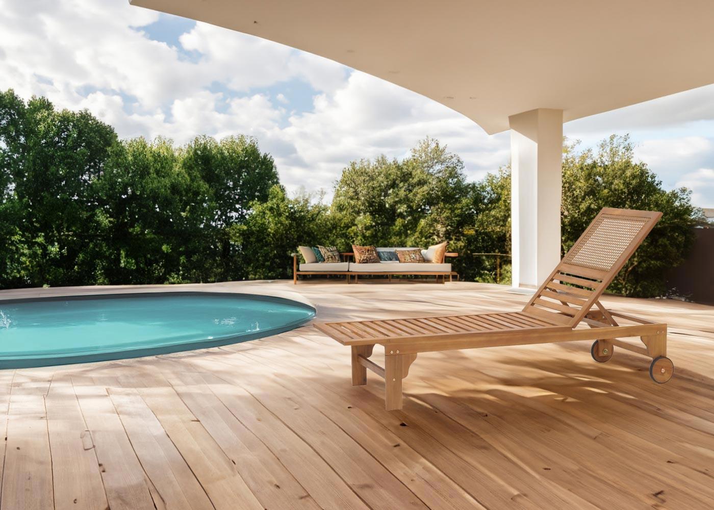 SONNENLIEGE Akazie Dekor Holz MCW Garten & Outdoor > Gartenmöbel > Gartenliegen Braun