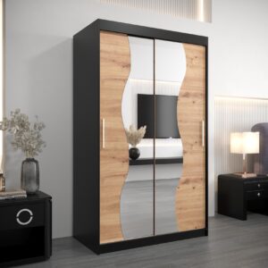 wohnli-moebel-suche-800000862210-1 SCHWEBETÜRENSCHRANK 200/120/62 2-türig Holz MÖBEL KRYSPOL Möbel > Schränke > Kleiderschränke > Schwebetürenschränke Schwarz
