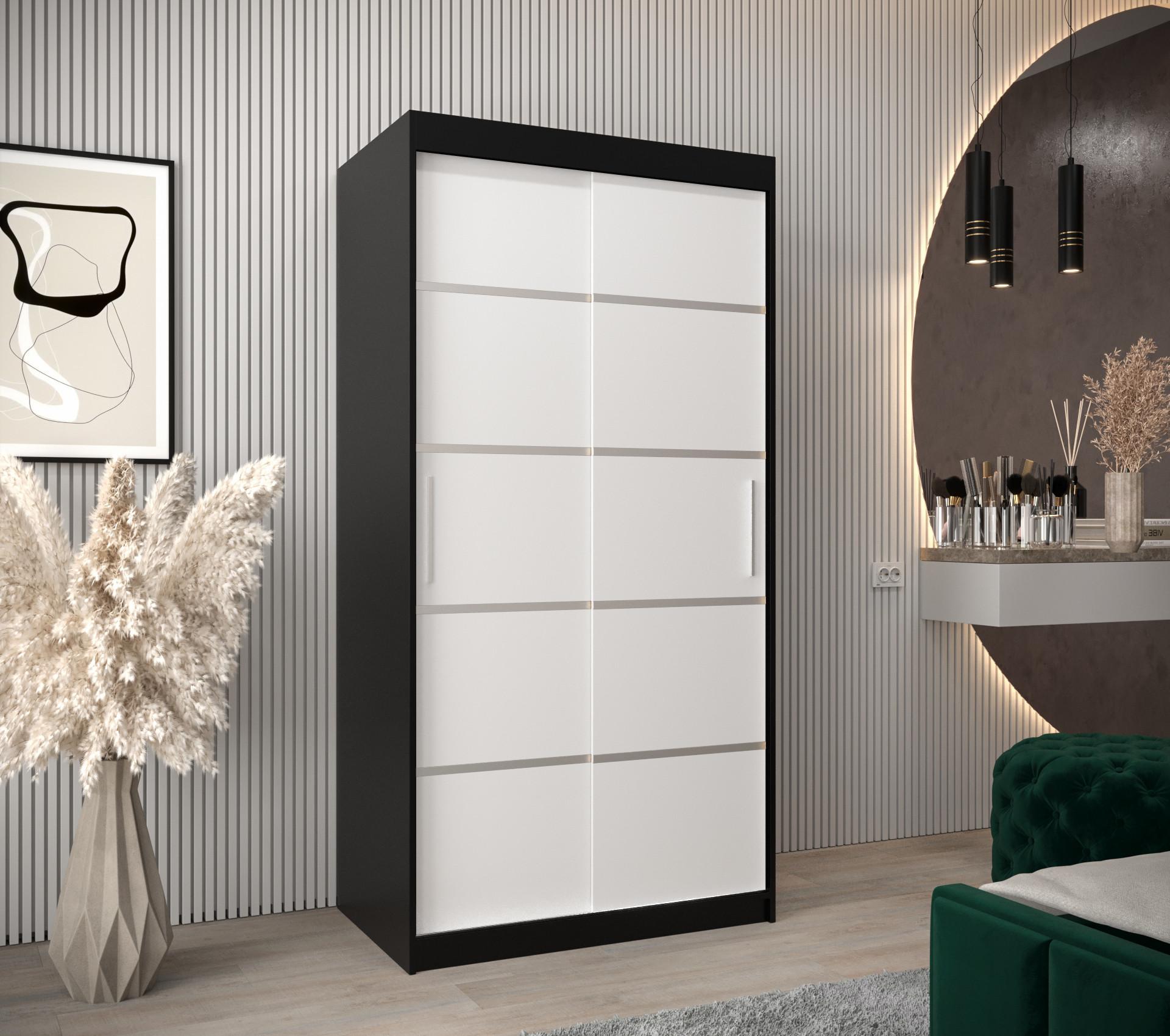 SCHWEBETÜRENSCHRANK 200/100/62 2-türig Holz MÖBEL KRYSPOL Möbel > Schränke > Kleiderschränke > Schwebetürenschränke Schwarz