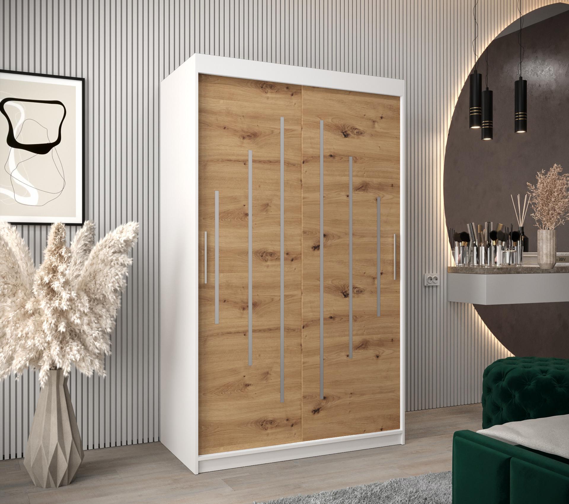 SCHWEBETÜRENSCHRANK 200/120/62 2-türig Holz Abiks Möbel Möbel > Schränke > Kleiderschränke > Schwebetürenschränke Weiß