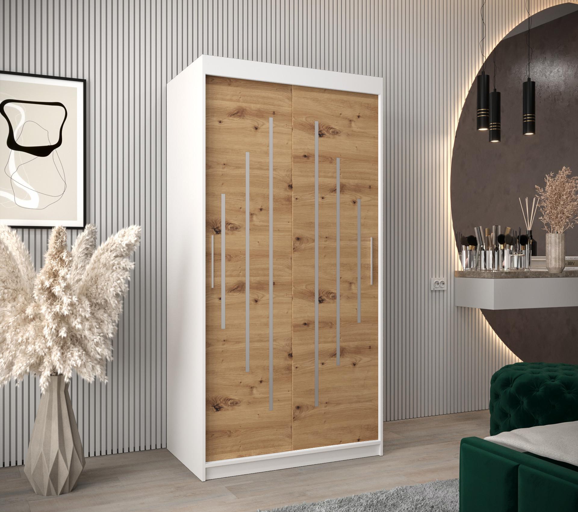 SCHWEBETÜRENSCHRANK 200/100/62 2-türig Holz Abiks Möbel Möbel > Schränke > Kleiderschränke > Schwebetürenschränke Weiß